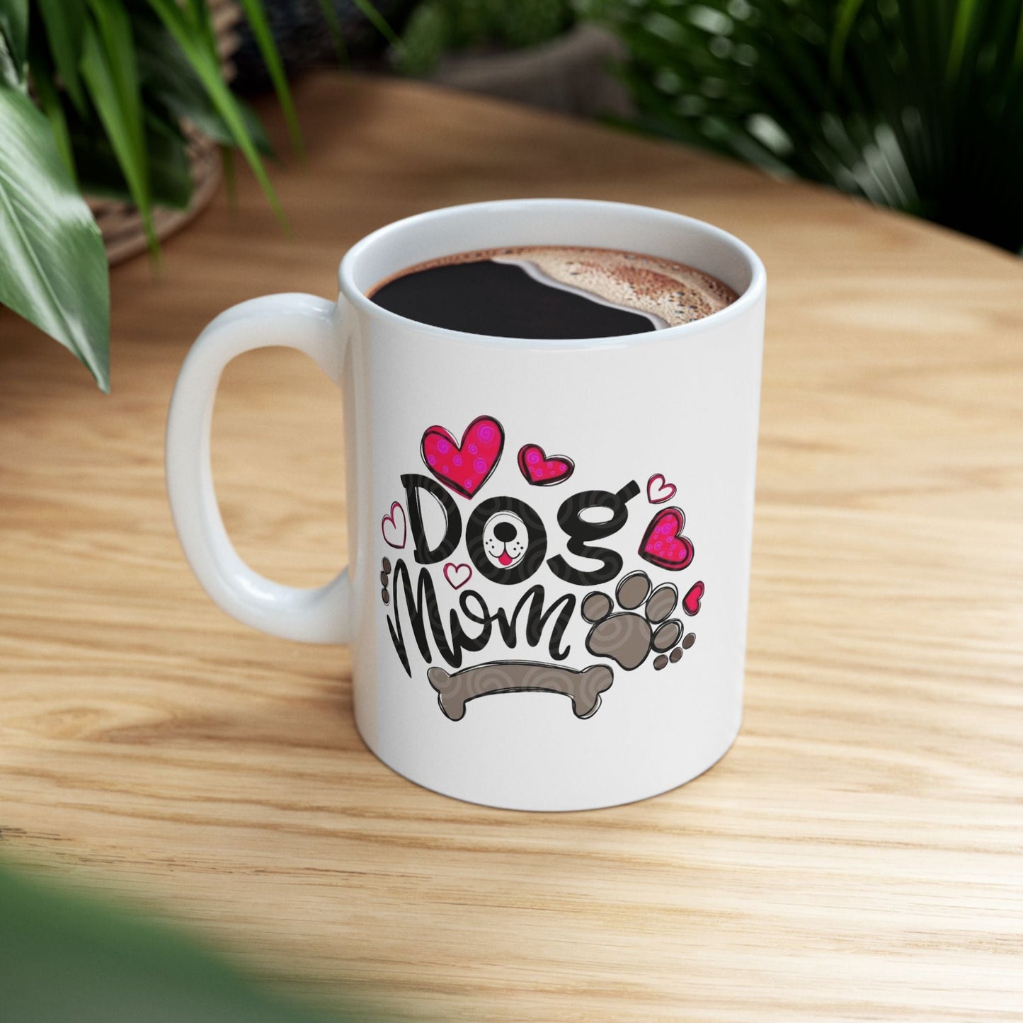 Cute Pet Lover Ceramic Mug - 'Dog Mom' Design, Perfect Gift for Animal Lovers
