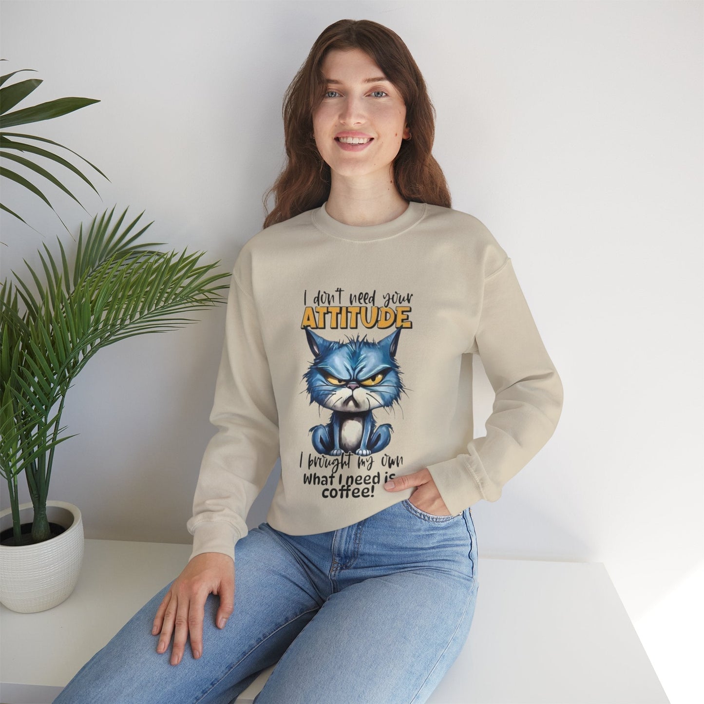 Funny Coffee Attitude Unisex Crewneck Sweatshirt