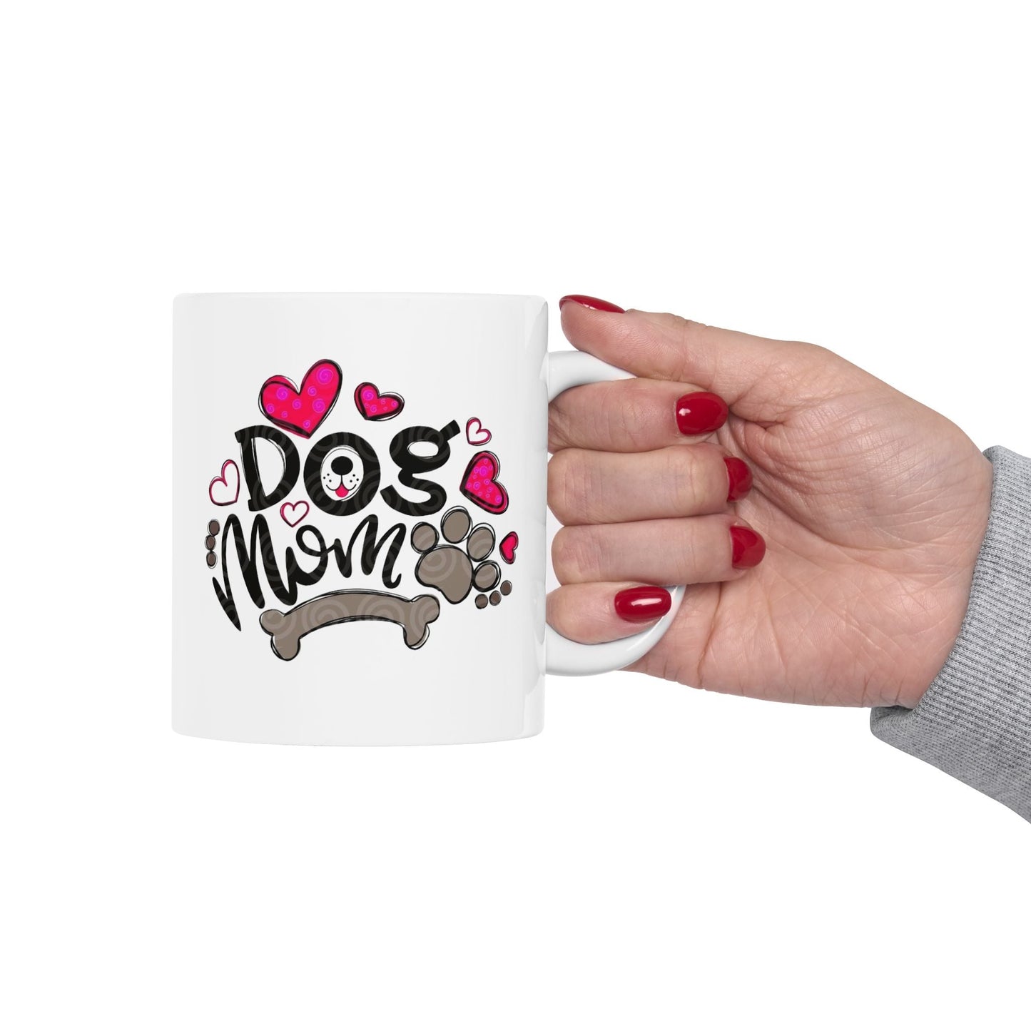 Cute Pet Lover Ceramic Mug - 'Dog Mom' Design, Perfect Gift for Animal Lovers