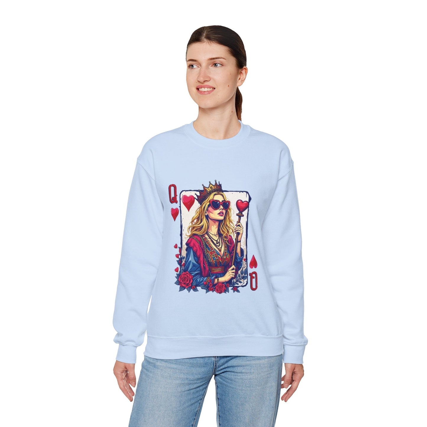 Queen of Hearts Crewneck Sweatshirt – Stylish Unisex Sweatshirt for Fashion Lovers