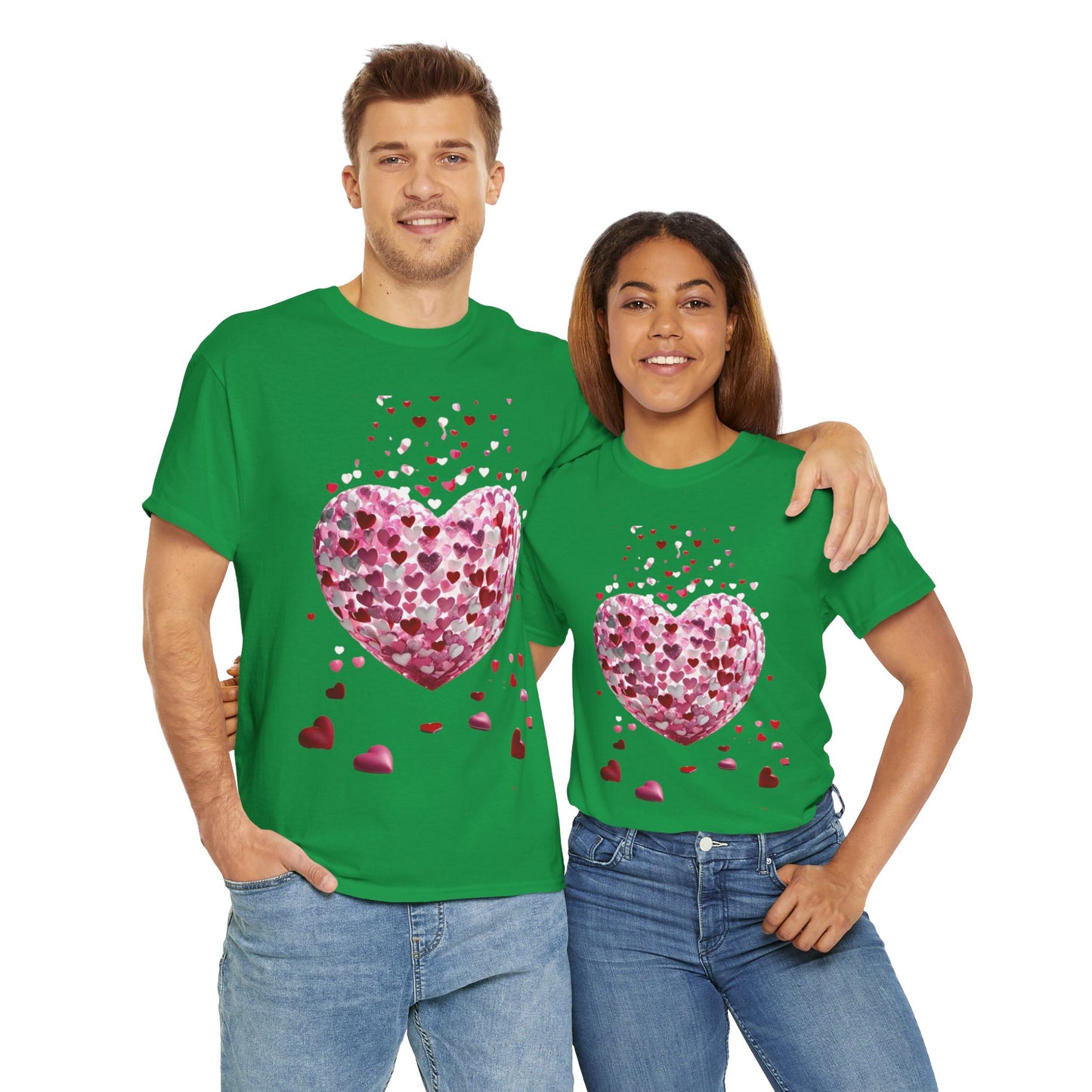 3D Hearts Valentine's Day T-Shirt, Red Hearts T-shirt Gift