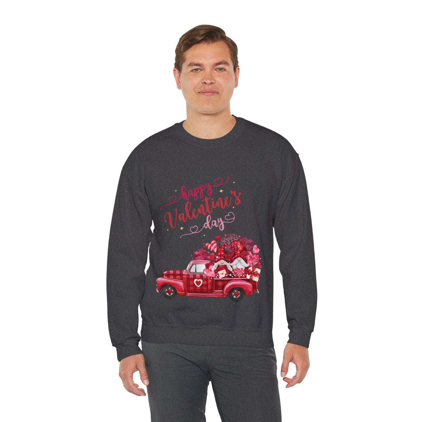 Happy Valentine's Day Truck Hearts Sweatshirt, Love Car Valentines Day Gift