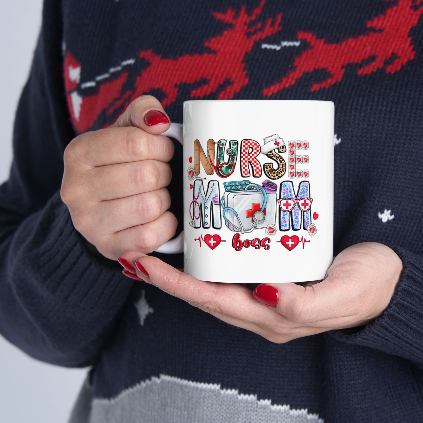 Nurse Mom Boss Mugs, Gift For Nurse Mom