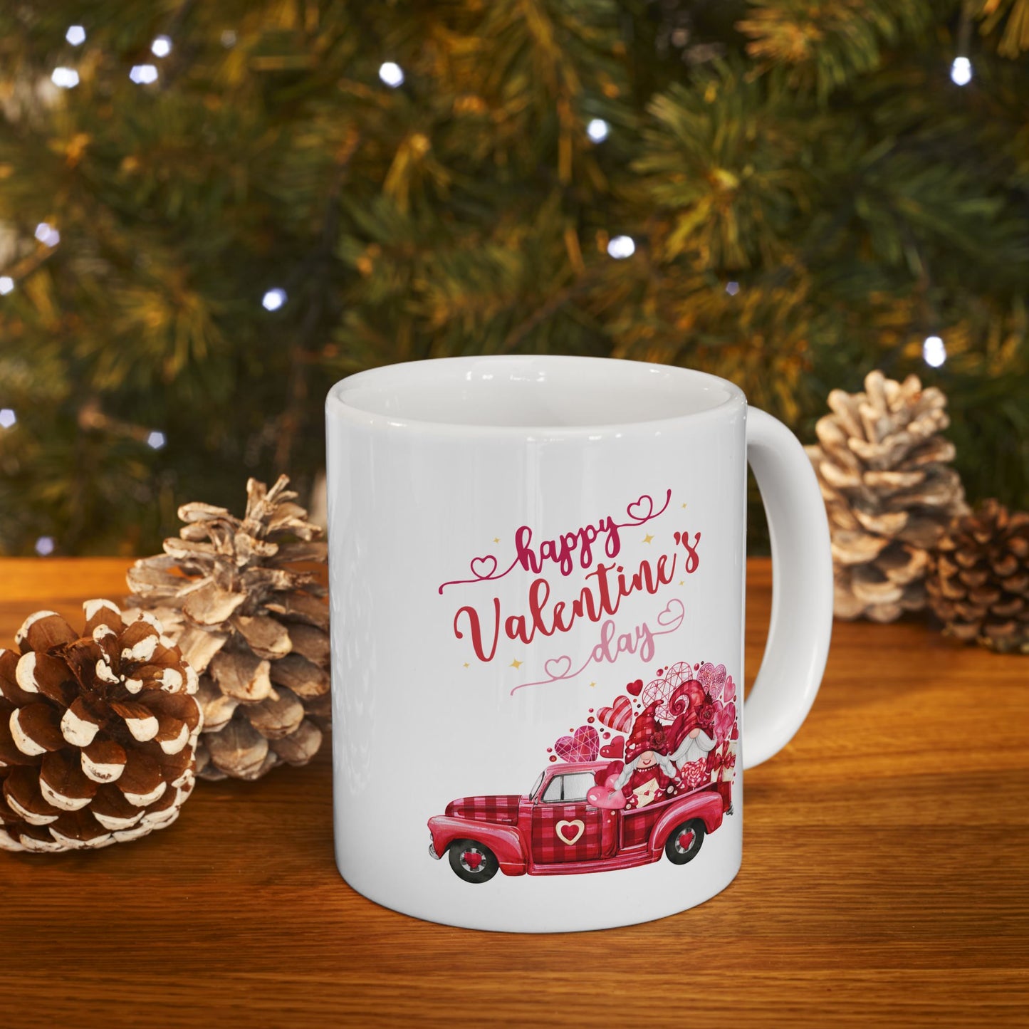 Happy Valentine's Day Truck Hearts Mugs,  Love Car Valentines Day Gift