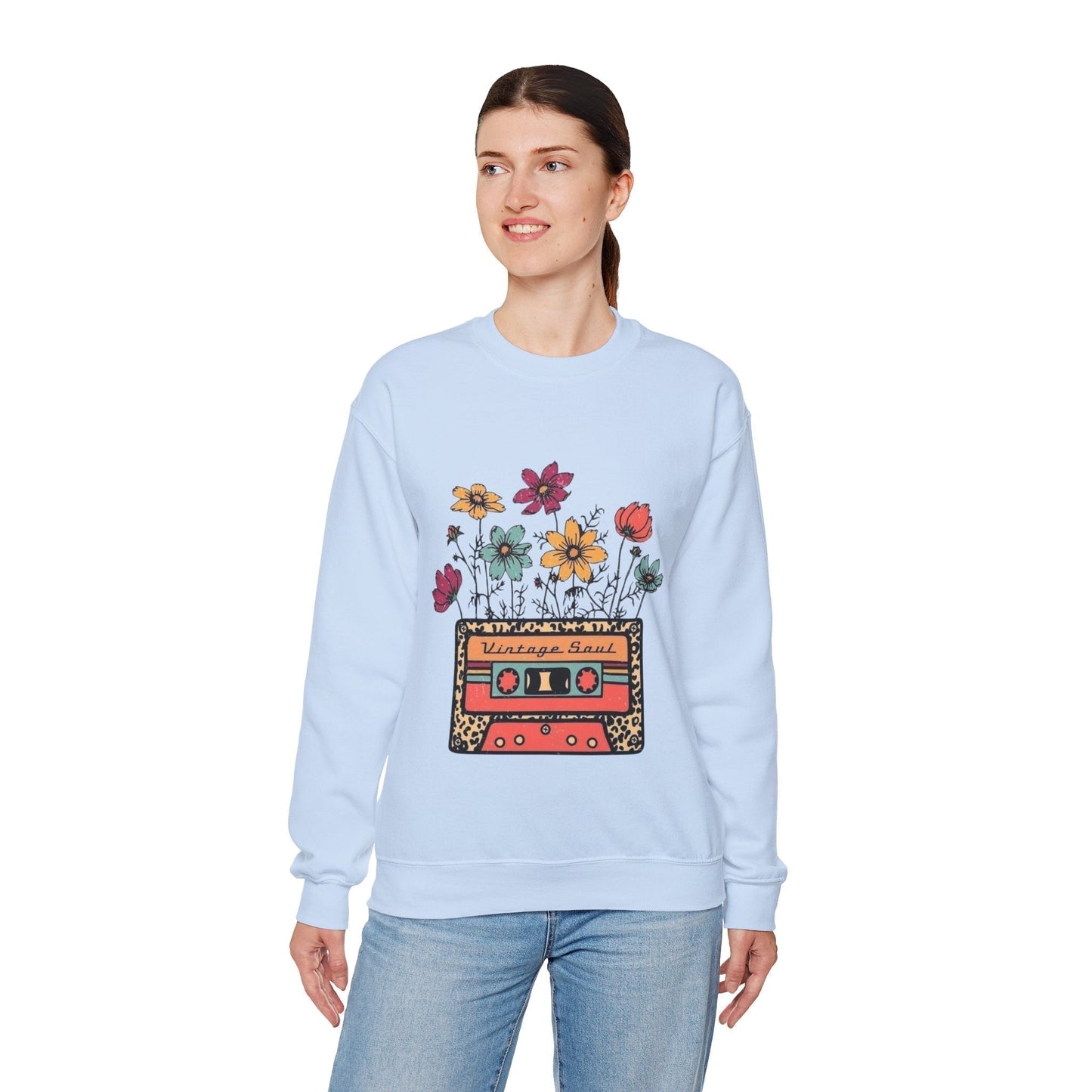 Vintage Soul Floral Crewneck Sweatshirt  - Retro Aesthetic & Cozy Fit