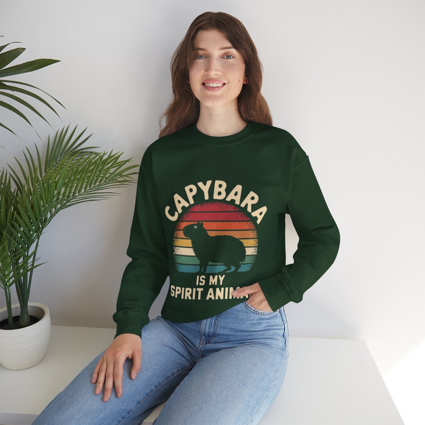 Capybara Spirit Animal Crewneck Sweatshirt | Cozy & Fun Unisex Design