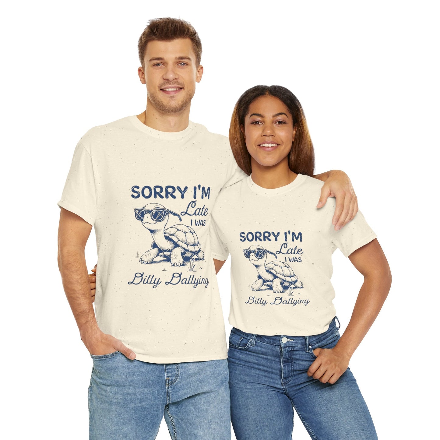 Funny Turtle Tee - 'Sorry I'm Late I Was Billy Dallying' Unisex Cotton Shirt