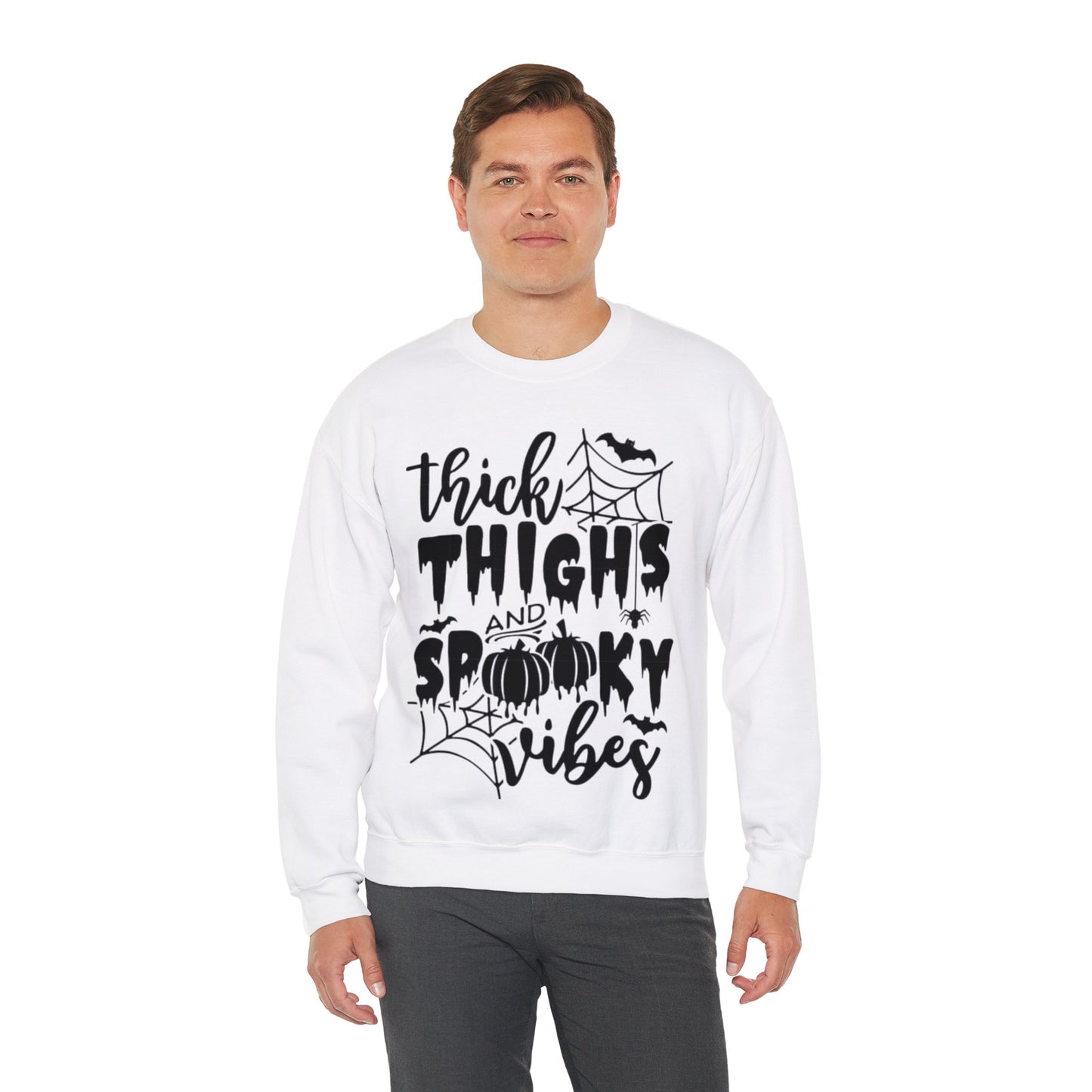 Thick Thighs Spooky Vibes Sweatshirts, Funny Halloween Ghosts Shirt, Halloween Pumpkin Shirts, Spooky Season, Girly Ghosts Halloween Shirts