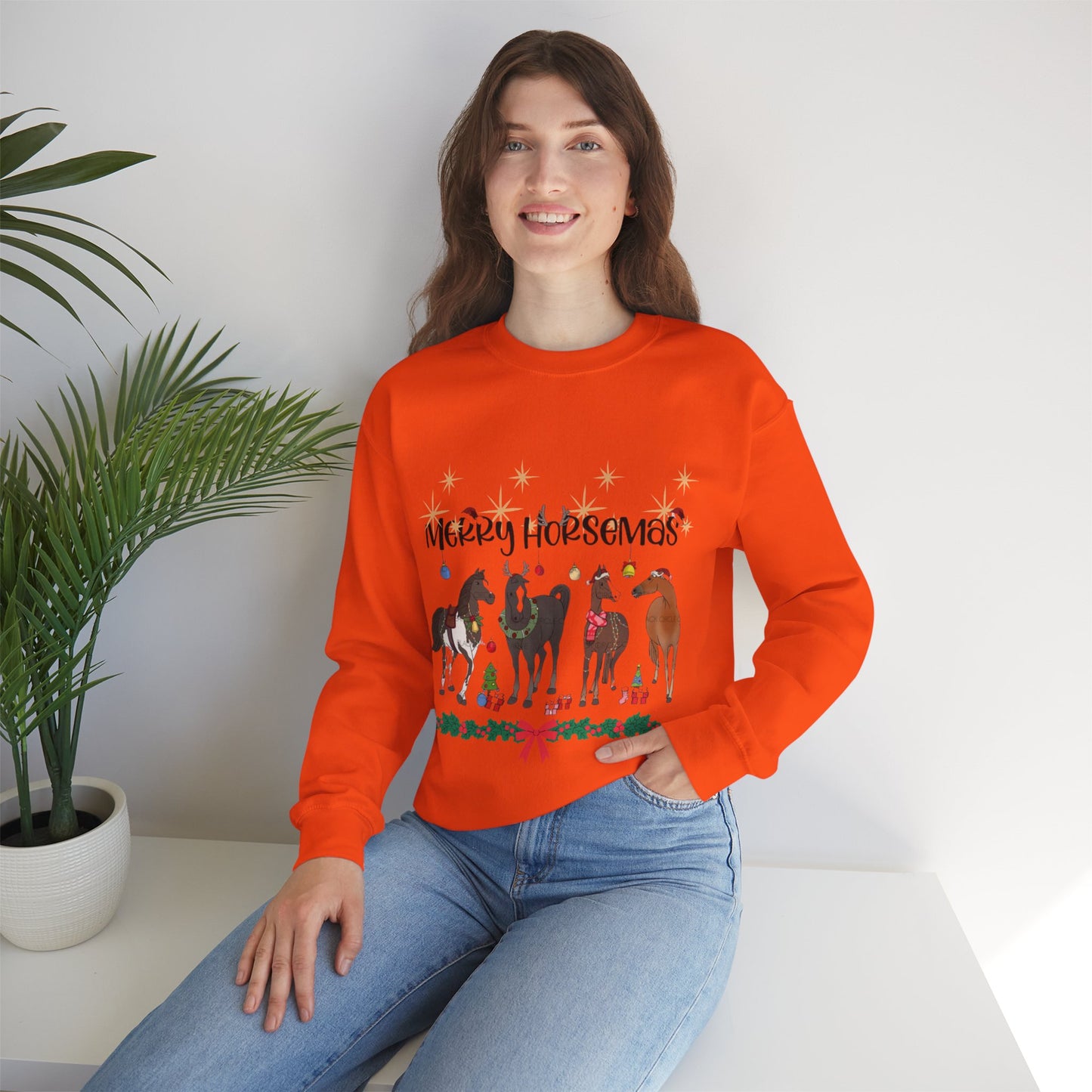 Christmas Horse Sweatshirt, Merry Horsemas