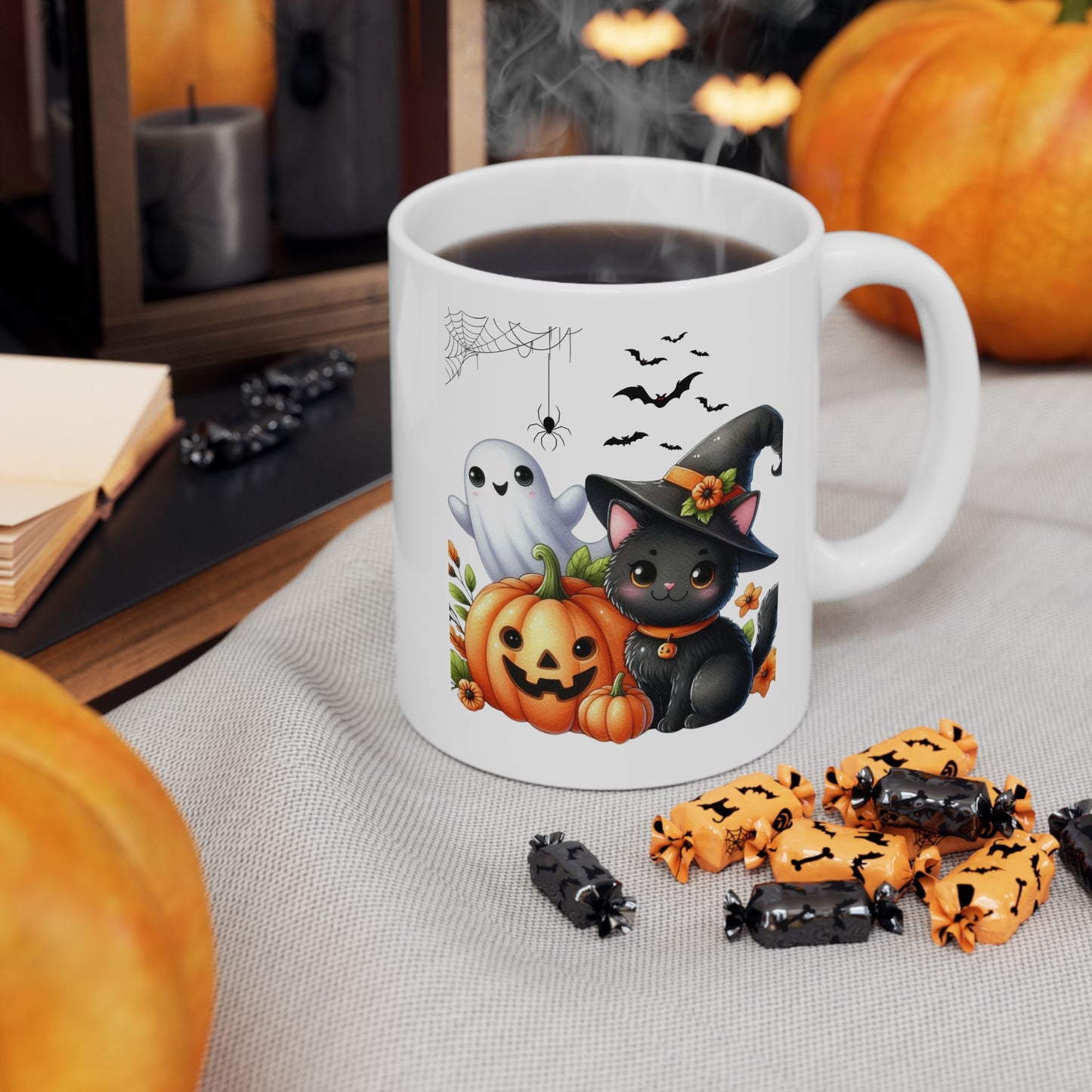 Mugs Halloween, Cool Halloween Cat Mugs, Cat Lover Mugs, Black Cat Mugs, 2024 Spooky Seas, Autumn Gift, Mugs Gift