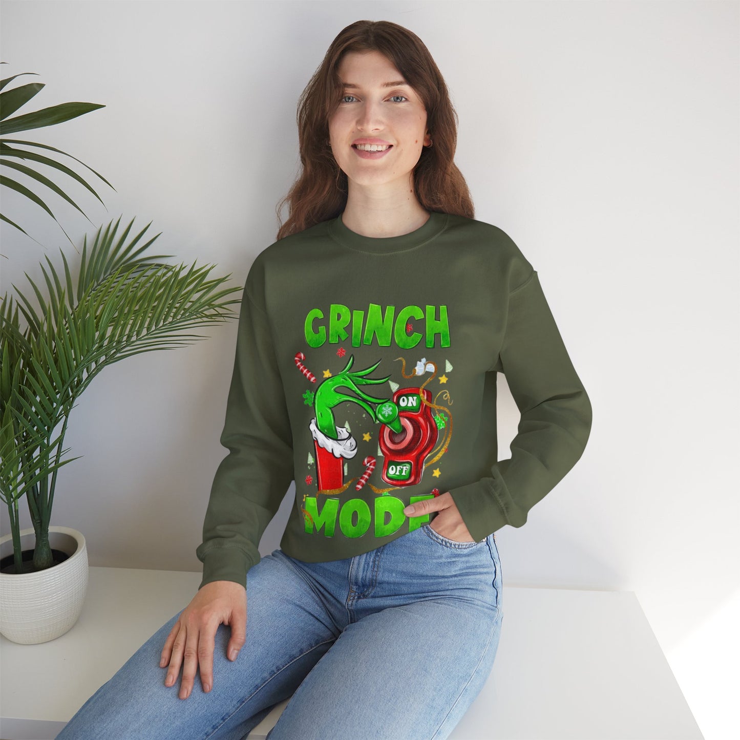 Grinch Mode On Christmas Sweatshirt