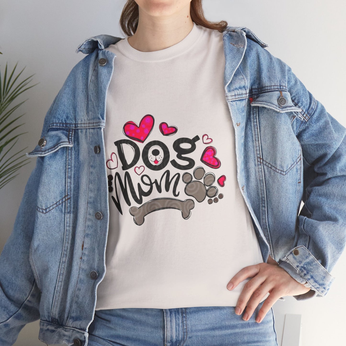 Dog Mom Unisex Heavy Cotton Tee - Cute Pet Lover Shirt