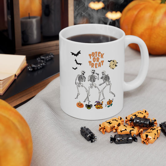 Trick or Treat Halloween Mugs, Halloween Skeleton Mugs, Dead Halloween Mugs, Skull Mugs halloween Retro, Funny Pumpkin Mugs, Funny Skeleton Gift