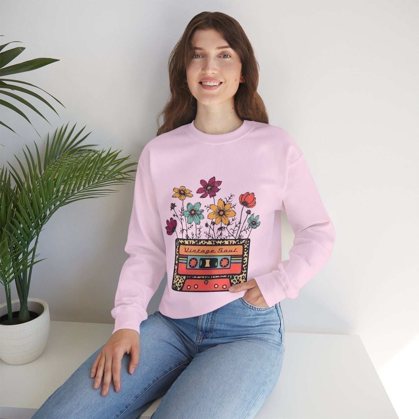 Vintage Soul Floral Crewneck Sweatshirt  - Retro Aesthetic & Cozy Fit