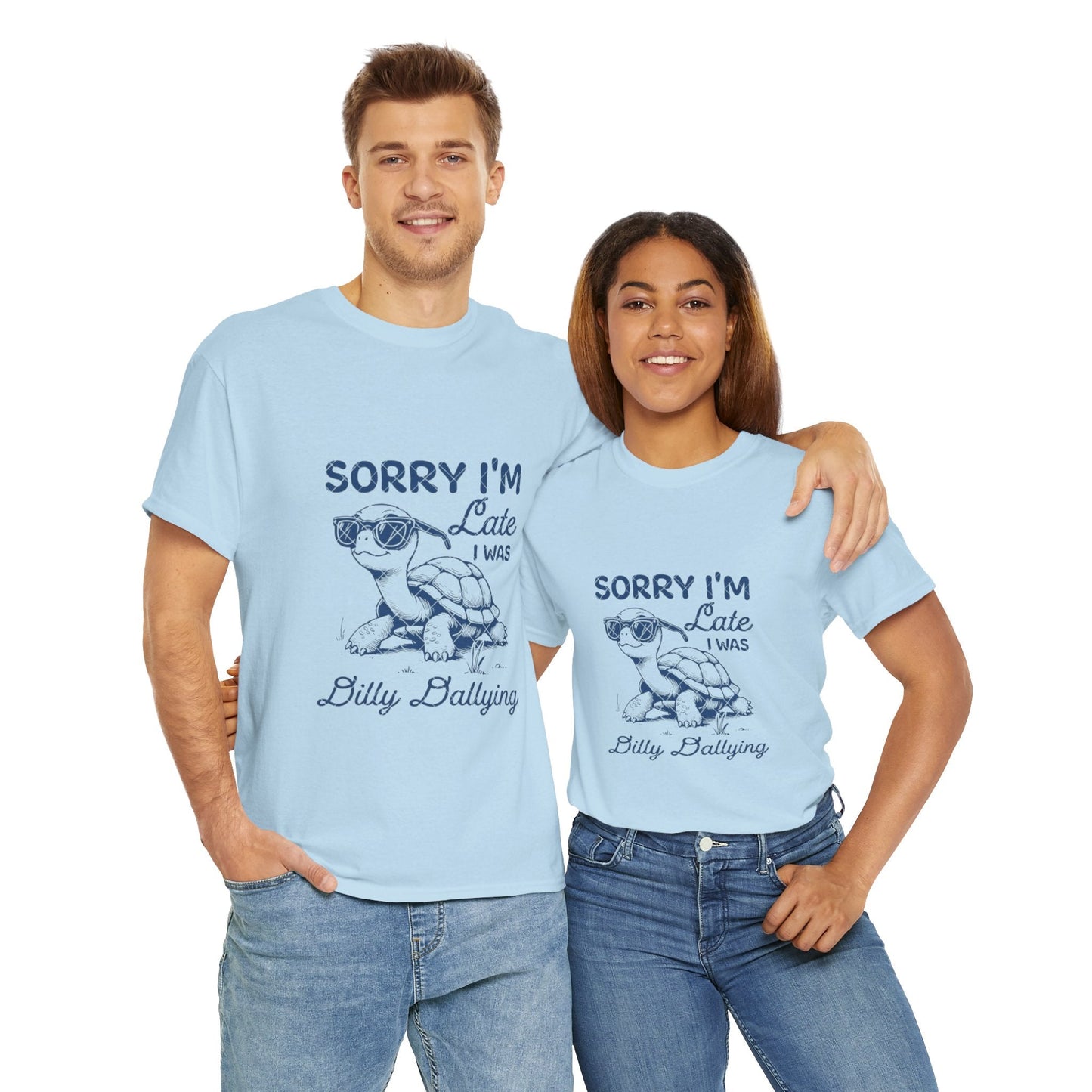 Funny Turtle Tee - 'Sorry I'm Late I Was Billy Dallying' Unisex Cotton Shirt