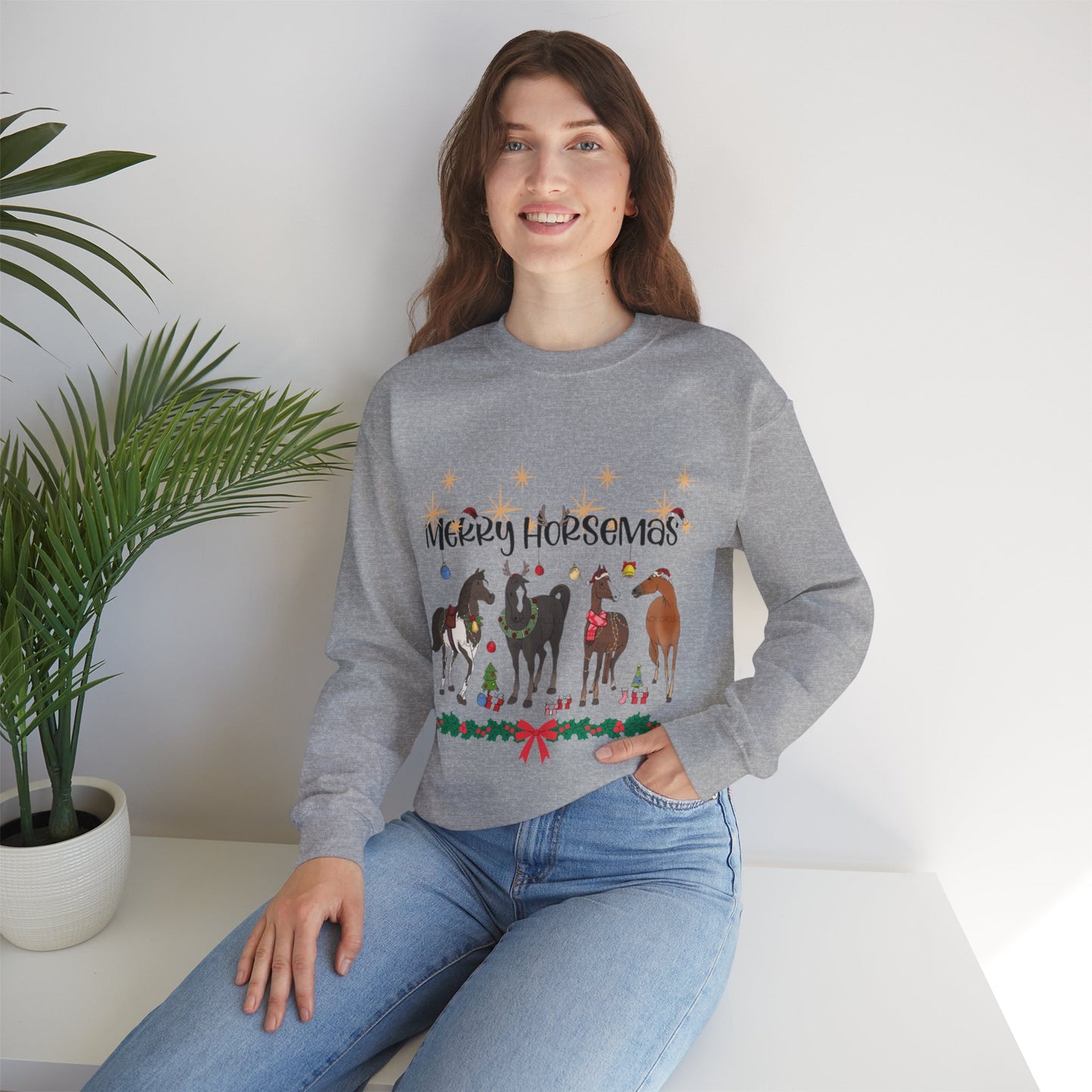 Christmas Horse Sweatshirt, Merry Horsemas