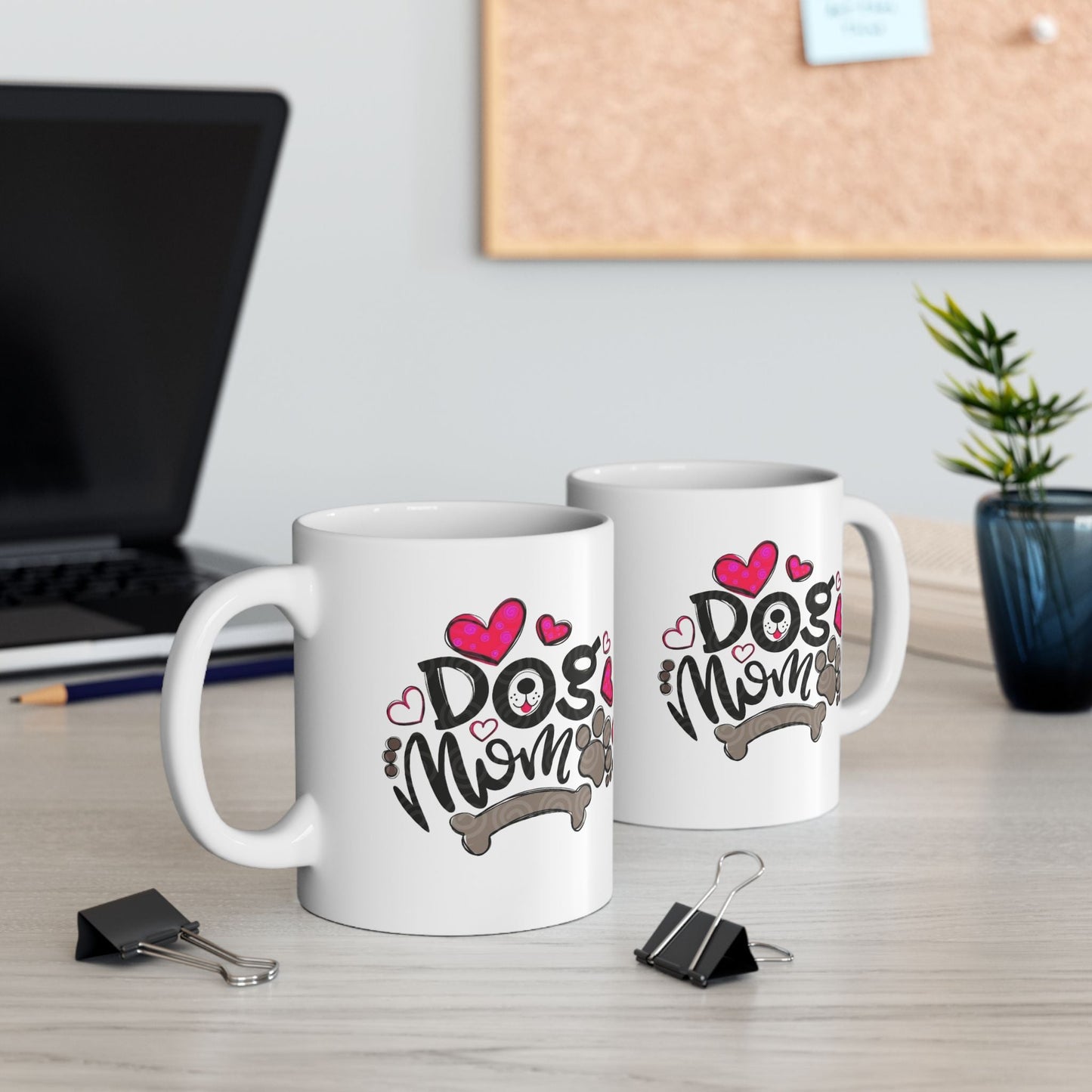 Cute Pet Lover Ceramic Mug - 'Dog Mom' Design, Perfect Gift for Animal Lovers