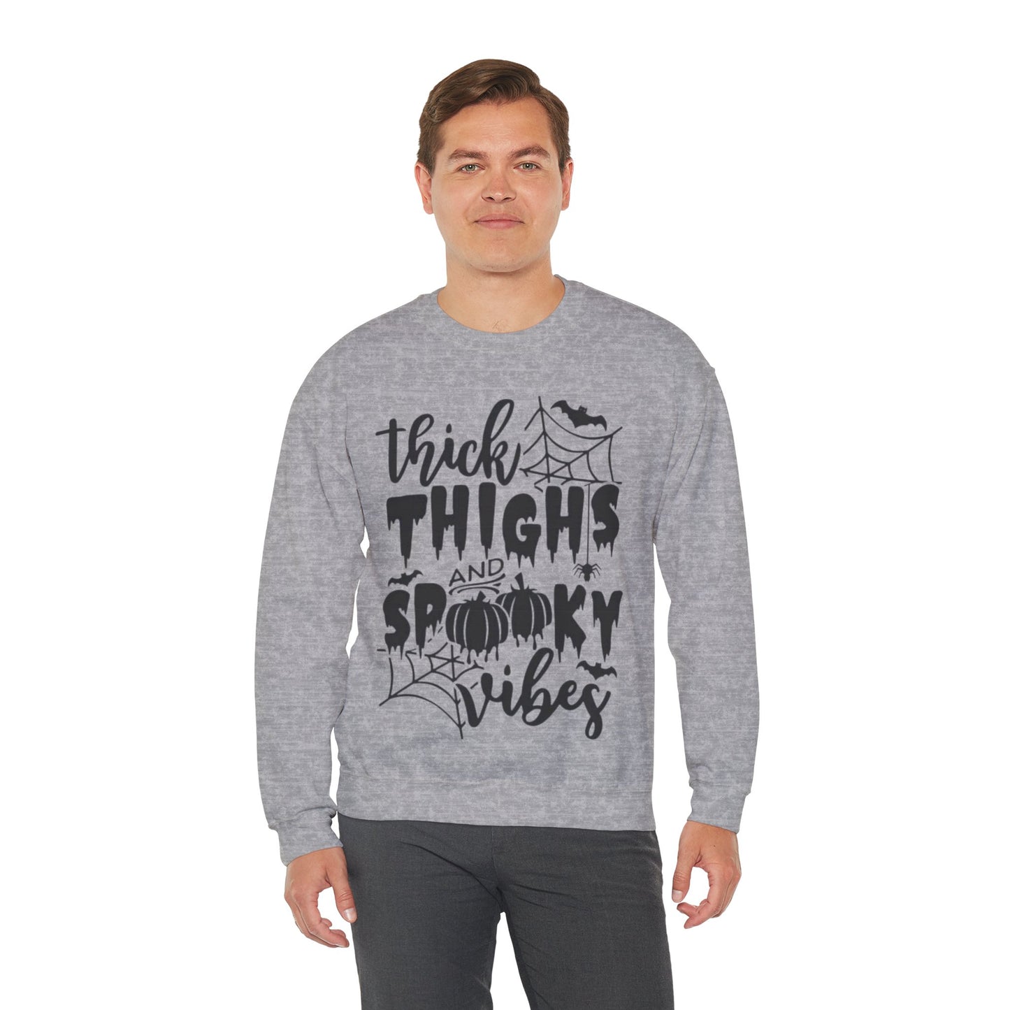 Thick Thighs Spooky Vibes Sweatshirts, Funny Halloween Ghosts Shirt, Halloween Pumpkin Shirts, Spooky Season, Girly Ghosts Halloween Shirts