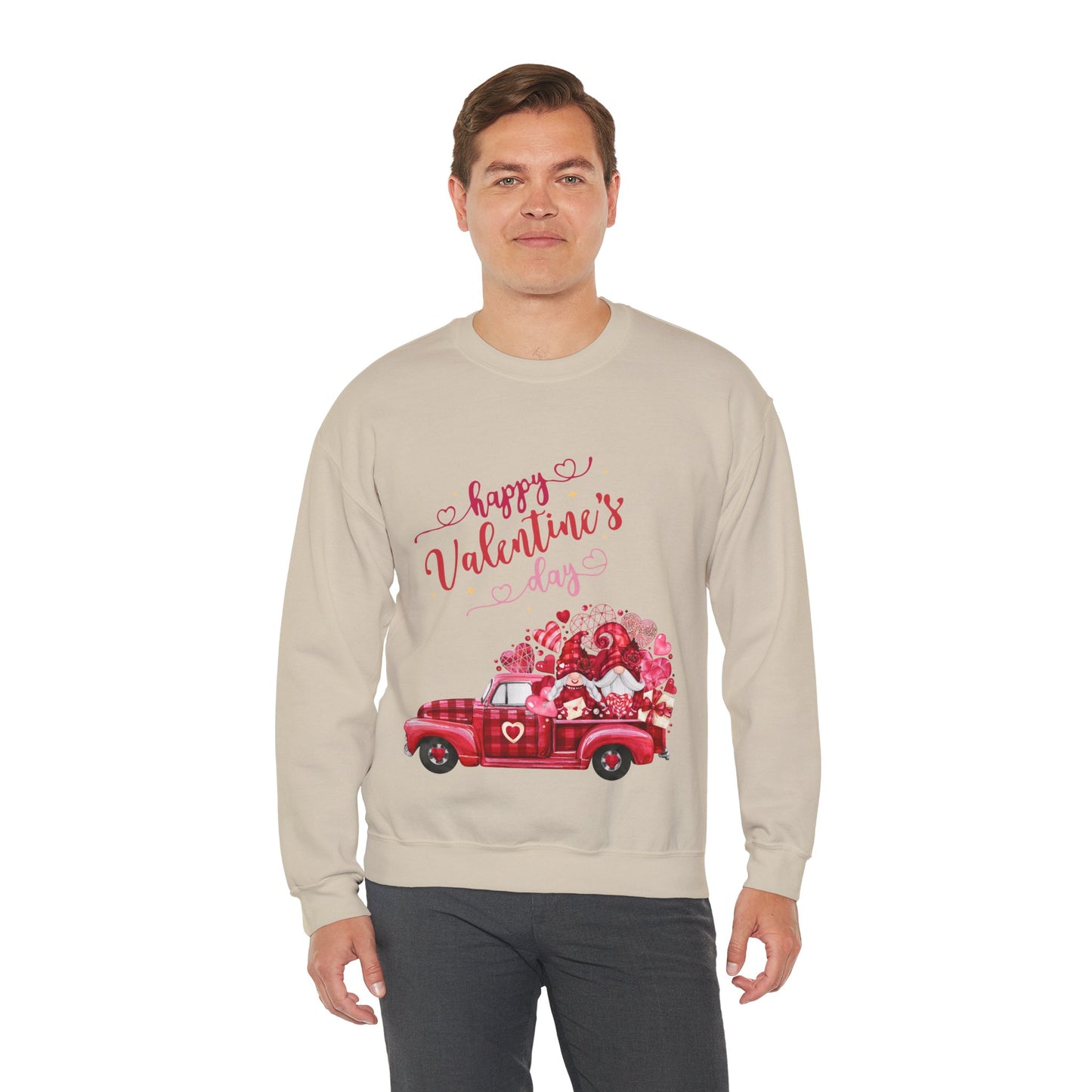 Happy Valentine's Day Truck Hearts Sweatshirt, Love Car Valentines Day Gift