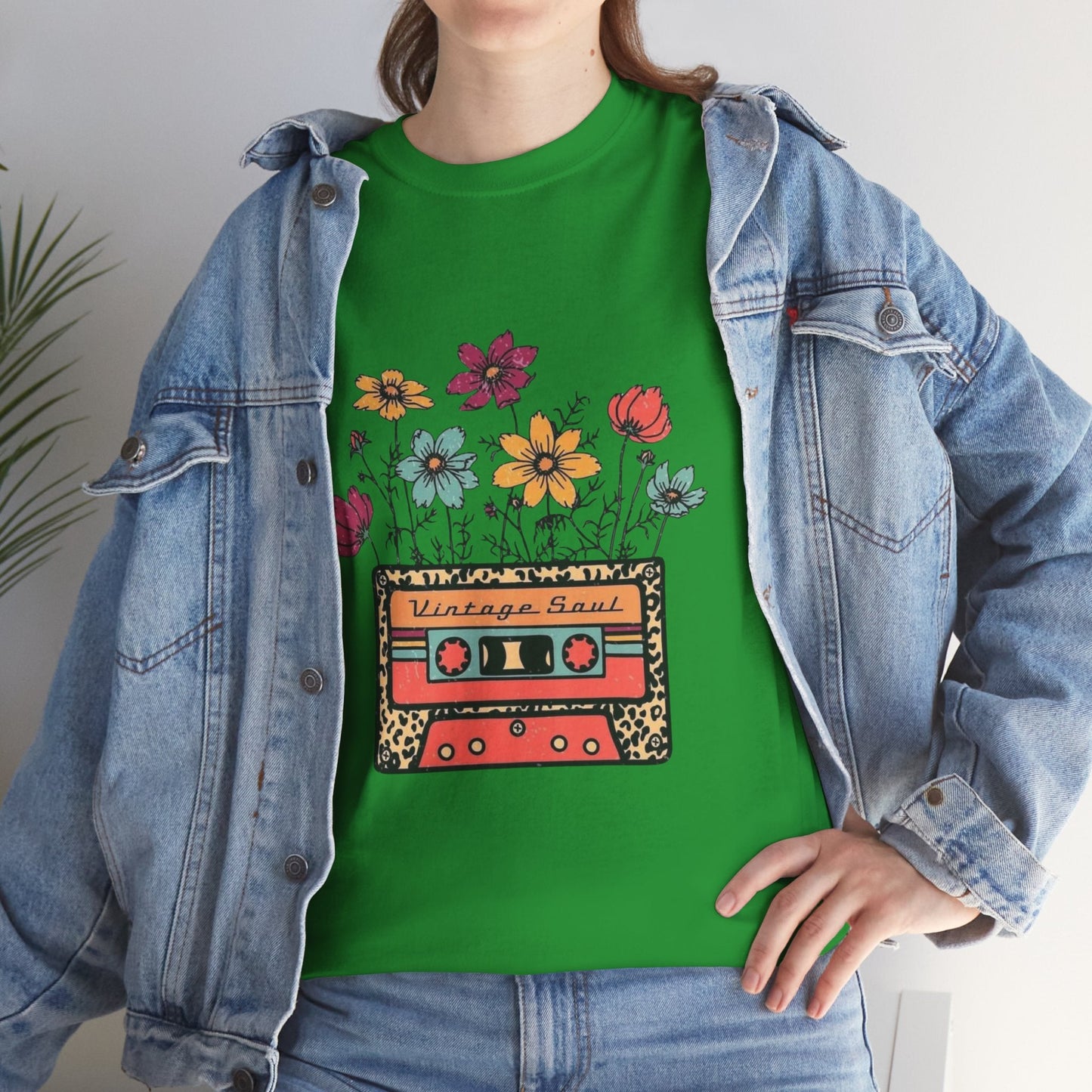 Vintage Soul Floral Unisex Heavy Cotton Tee - Retro Music Vibe