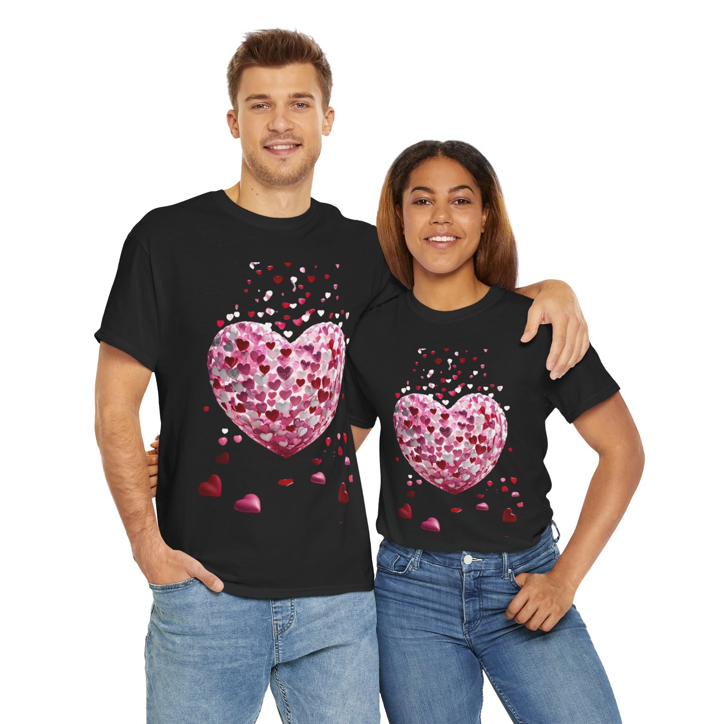 3D Hearts Valentine's Day T-Shirt, Red Hearts T-shirt Gift