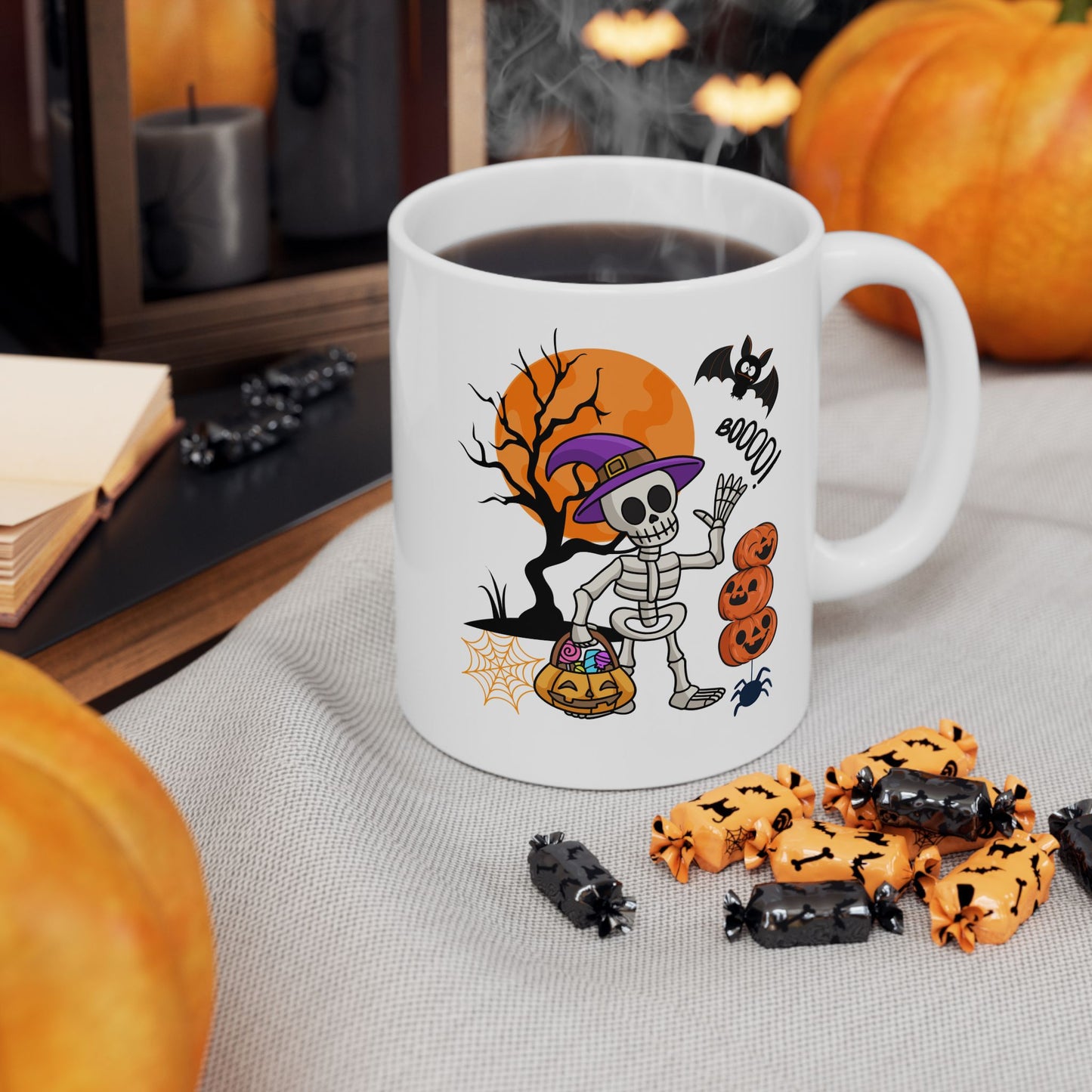 Halloween Skeleton Mugs, Dead Halloween Mugs