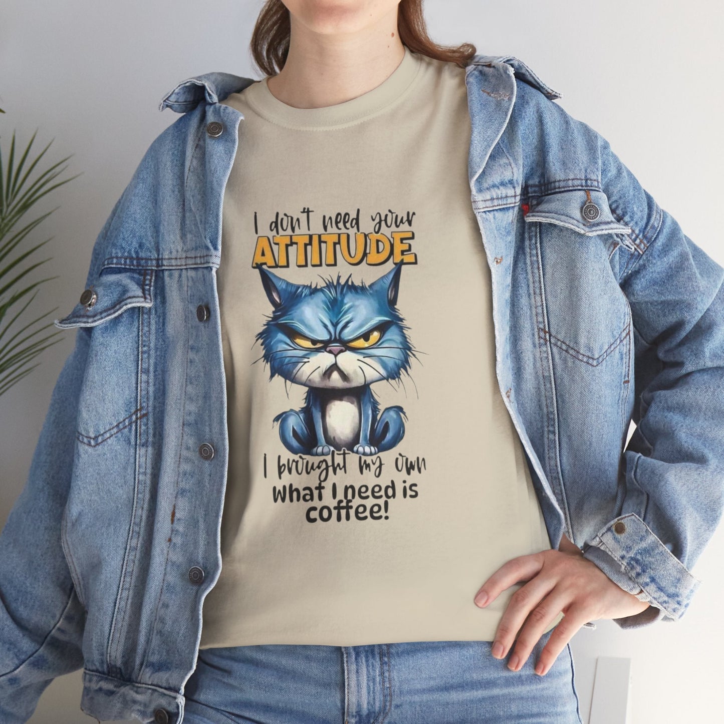 Funny Cat Attitude Unisex Heavy Cotton Tee - Coffee Lovers