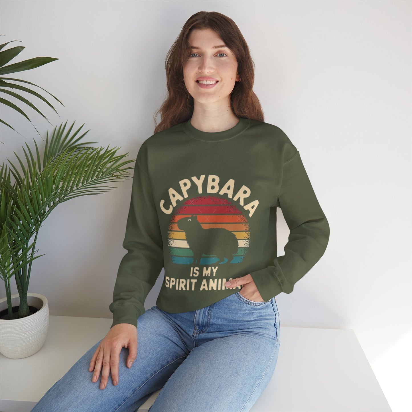 Capybara Spirit Animal Crewneck Sweatshirt | Cozy & Fun Unisex Design