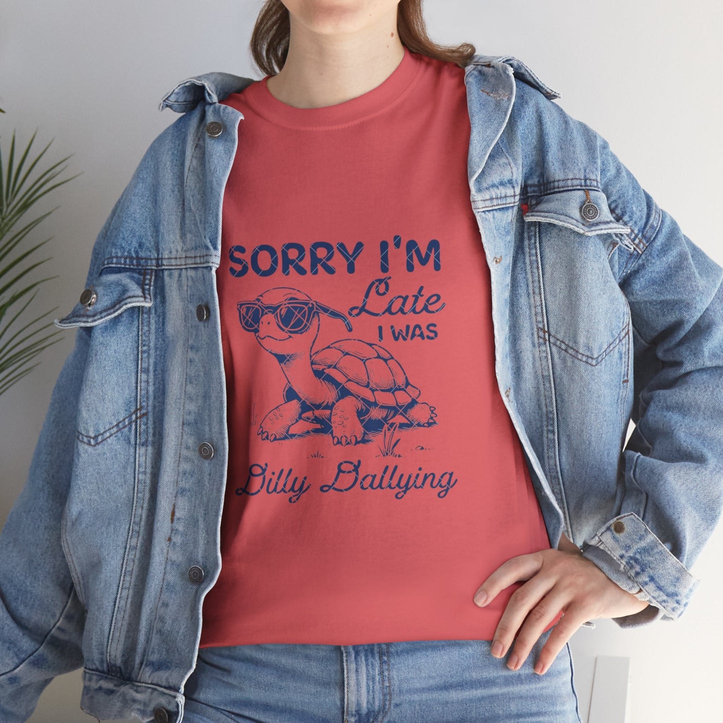 Funny Turtle Tee - 'Sorry I'm Late I Was Billy Dallying' Unisex Cotton Shirt