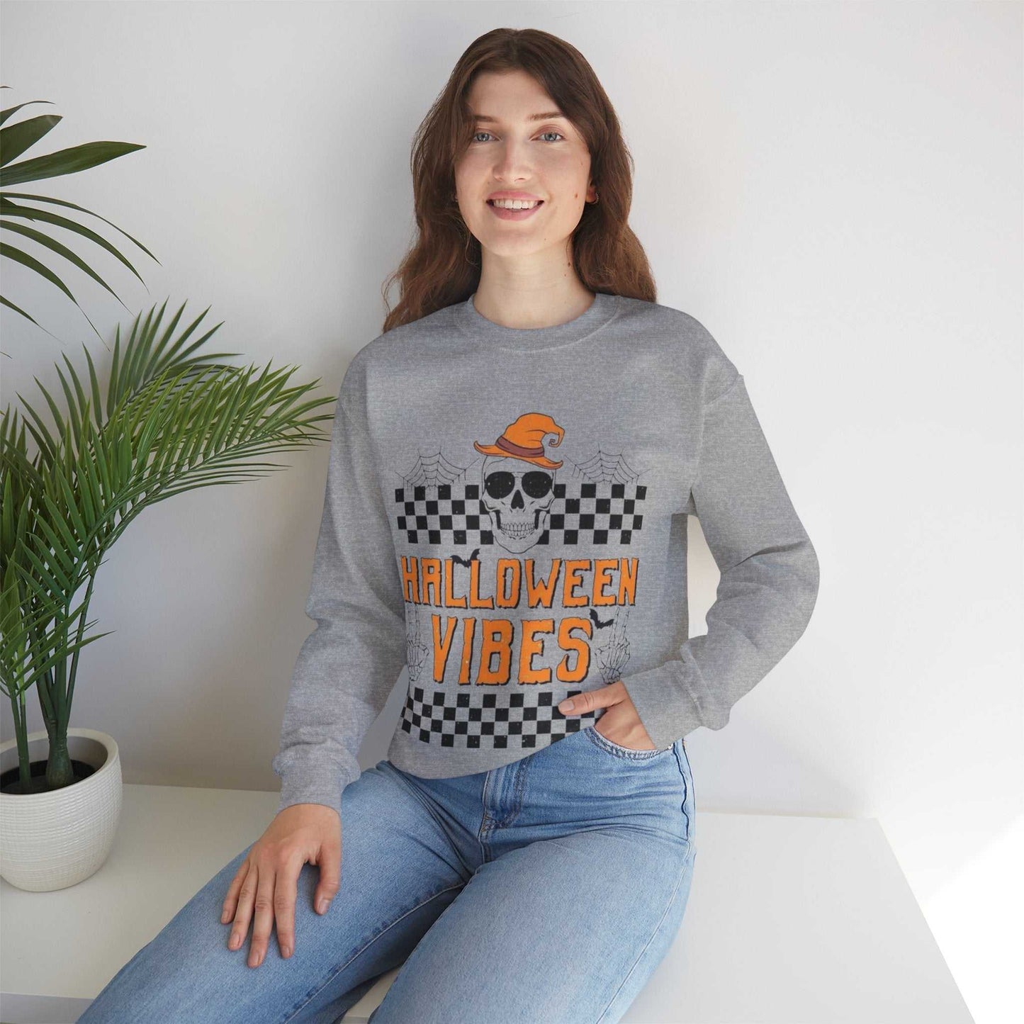 Halloween Vibes Crewneck Sweatshirt | Cozy Fall Apparel, Spooky Season Gift