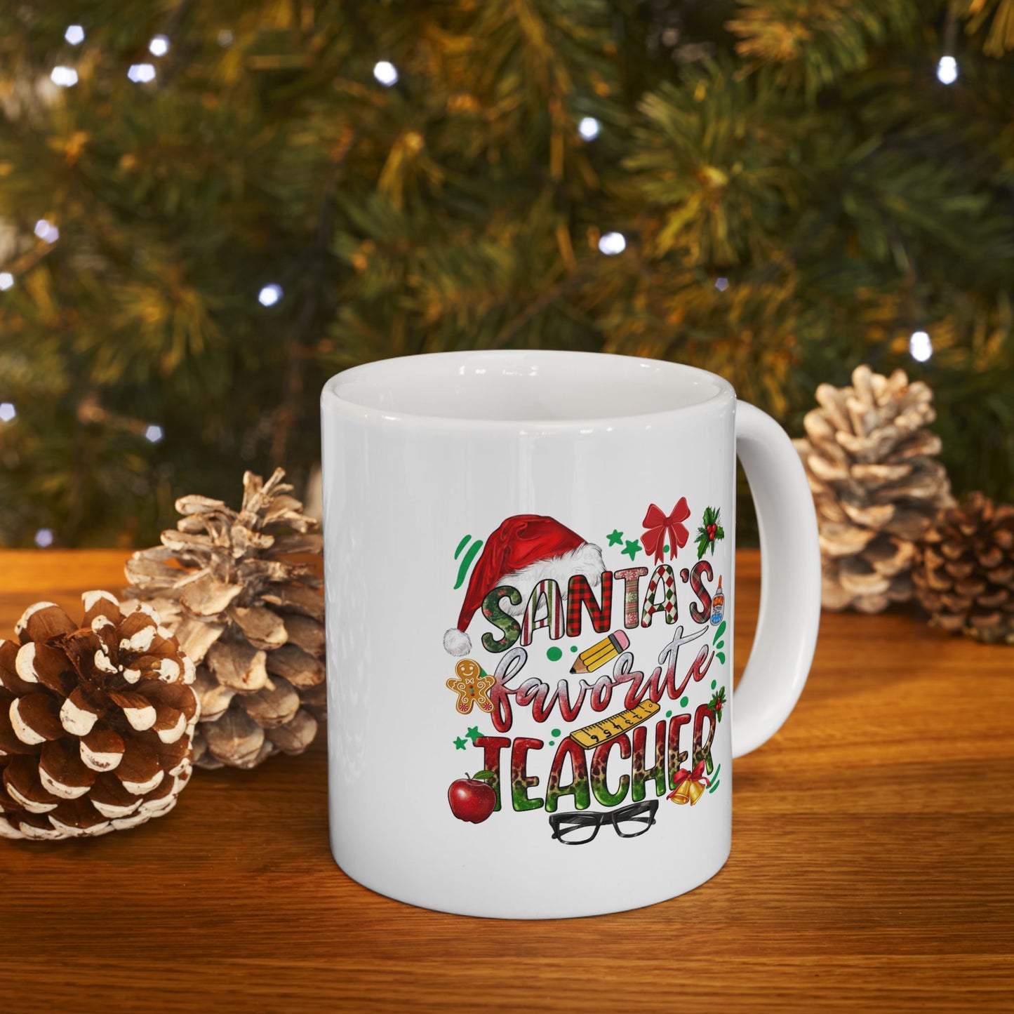 Santa's Favorite Teacher Christmas Mugs