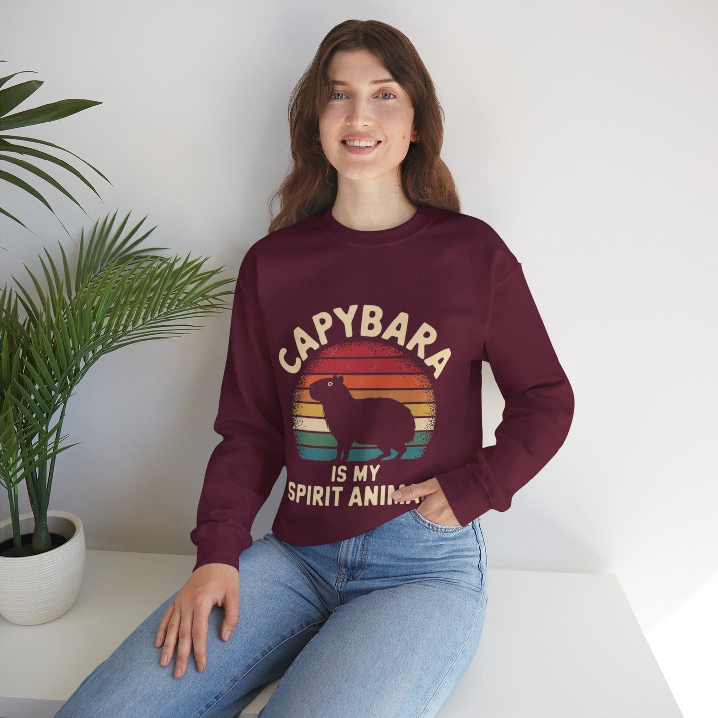 Capybara Spirit Animal Crewneck Sweatshirt | Cozy & Fun Unisex Design