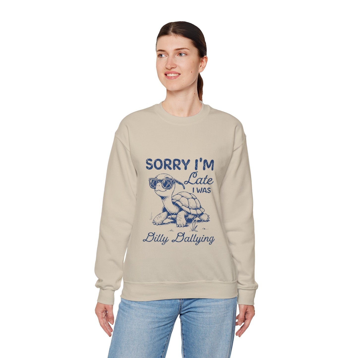 Sorry Im Late Turtle Crewneck Sweatshirt | Unisex Funny Sweatshirt