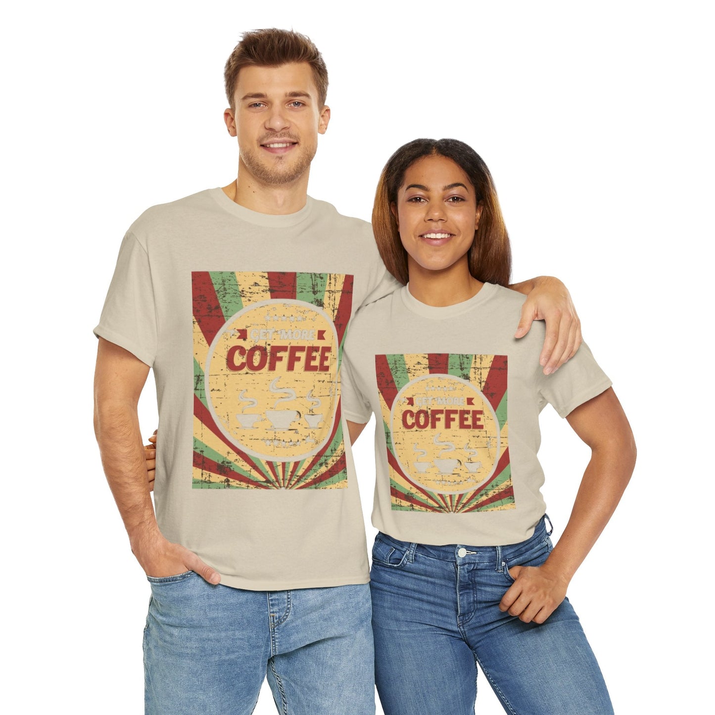 Get More Coffee Unisex Heavy Cotton Tee – Comfortable Coffee Lover's Shirt for Every Occasion