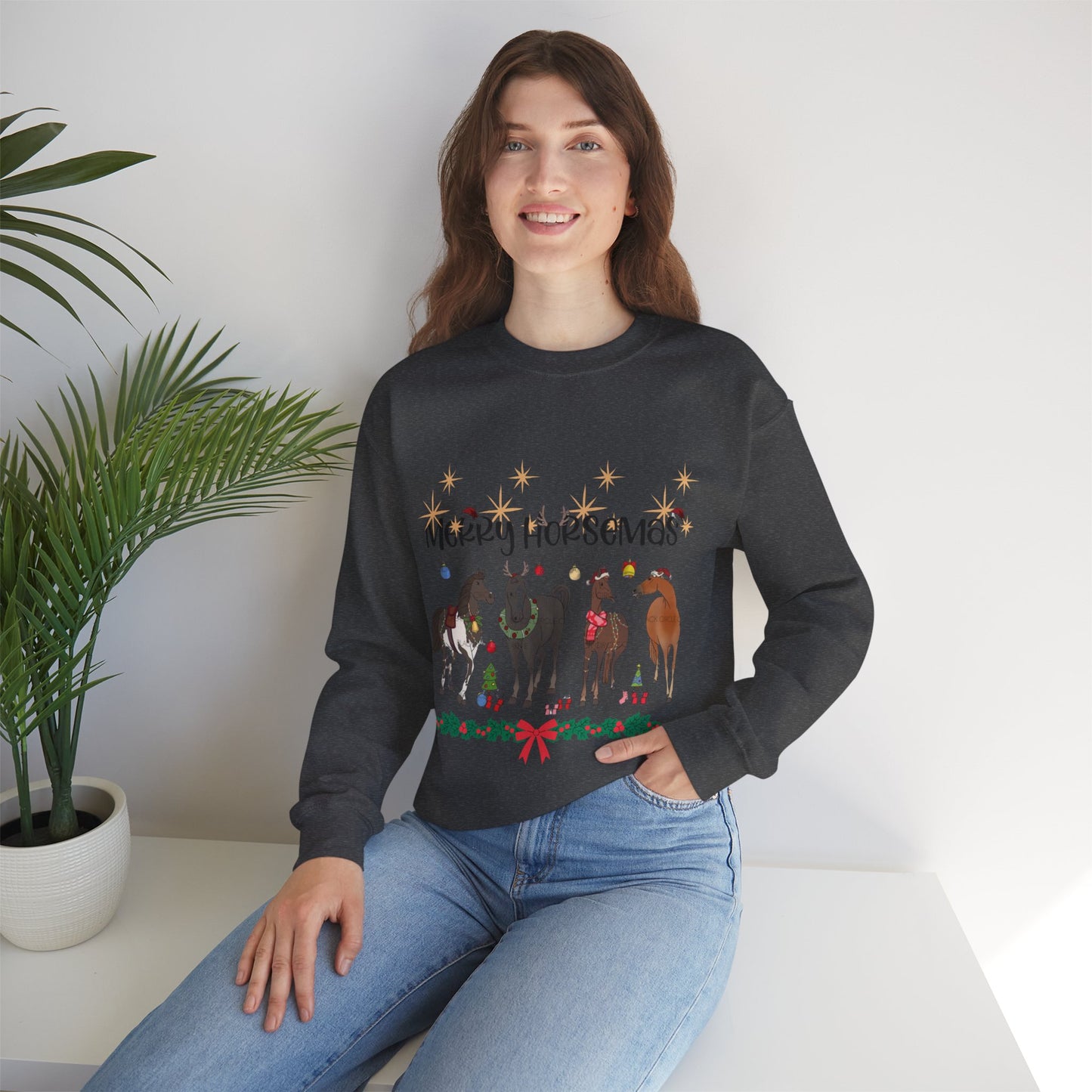 Christmas Horse Sweatshirt, Merry Horsemas