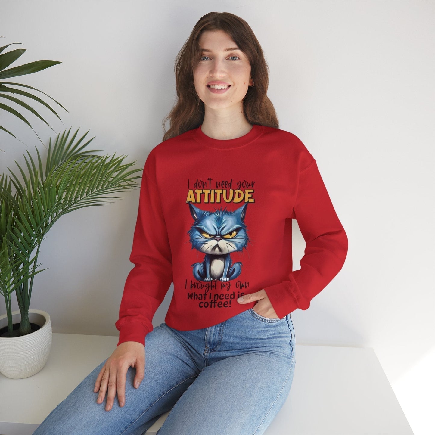 Funny Coffee Attitude Unisex Crewneck Sweatshirt