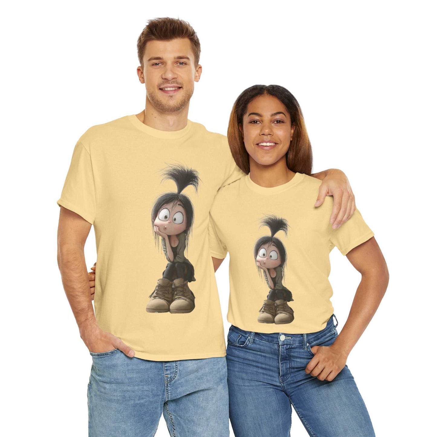 Whimsical Cartoon Character Tee, Fun Unisex Cotton Shirt Graphic Tee, Gift for Kids