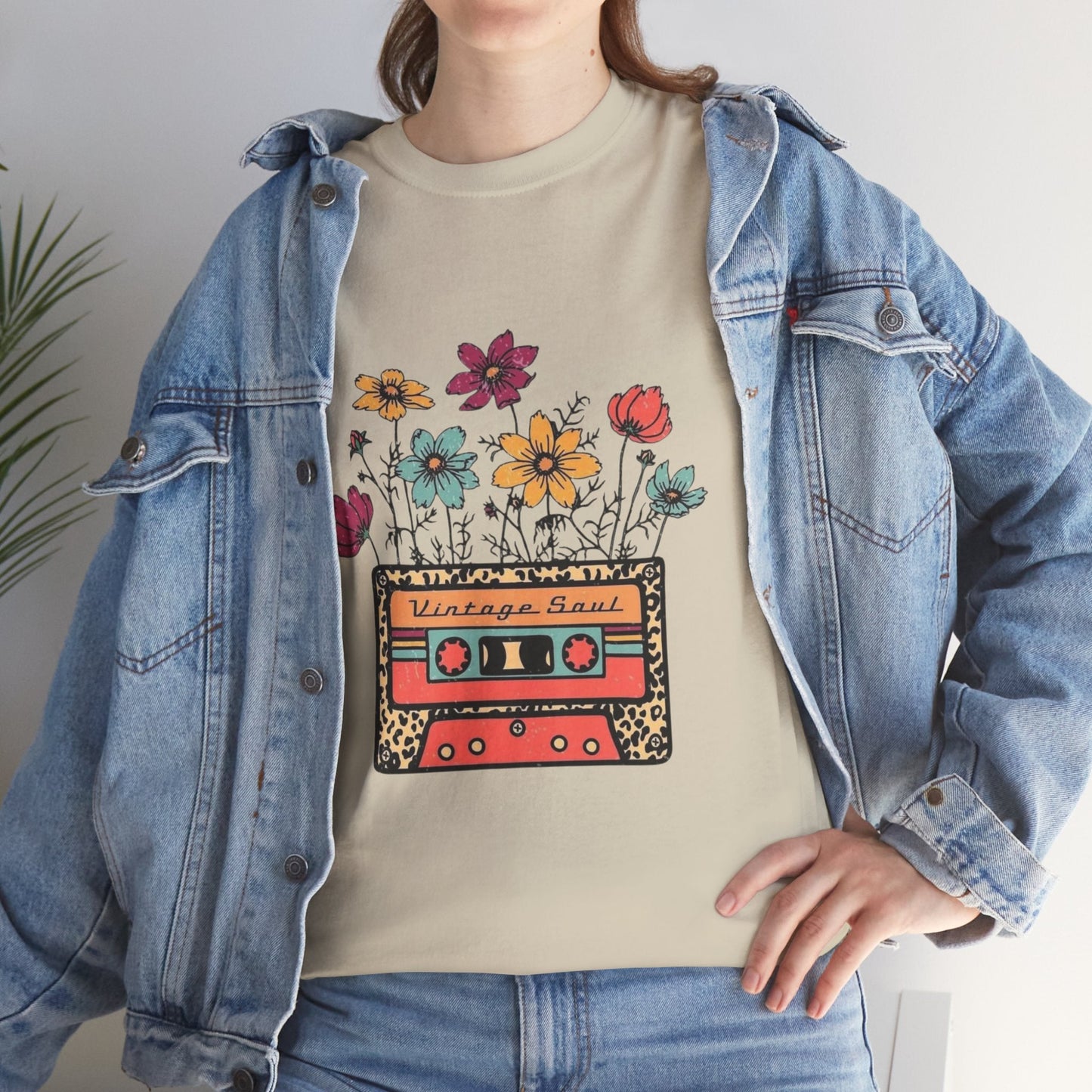 Vintage Soul Floral Unisex Heavy Cotton Tee - Retro Music Vibe