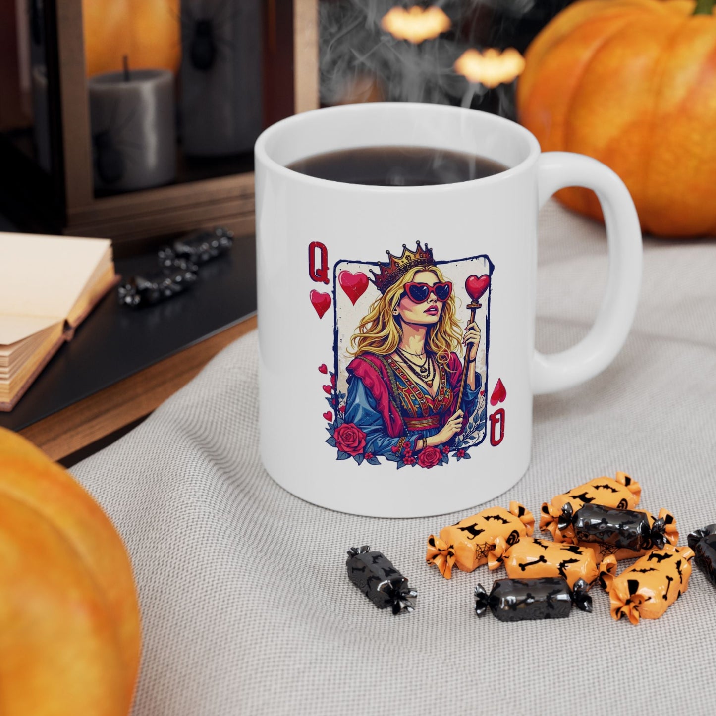 Queen of Hearts Ceramic Mug - Stylish 11oz & 15oz Coffee Cup