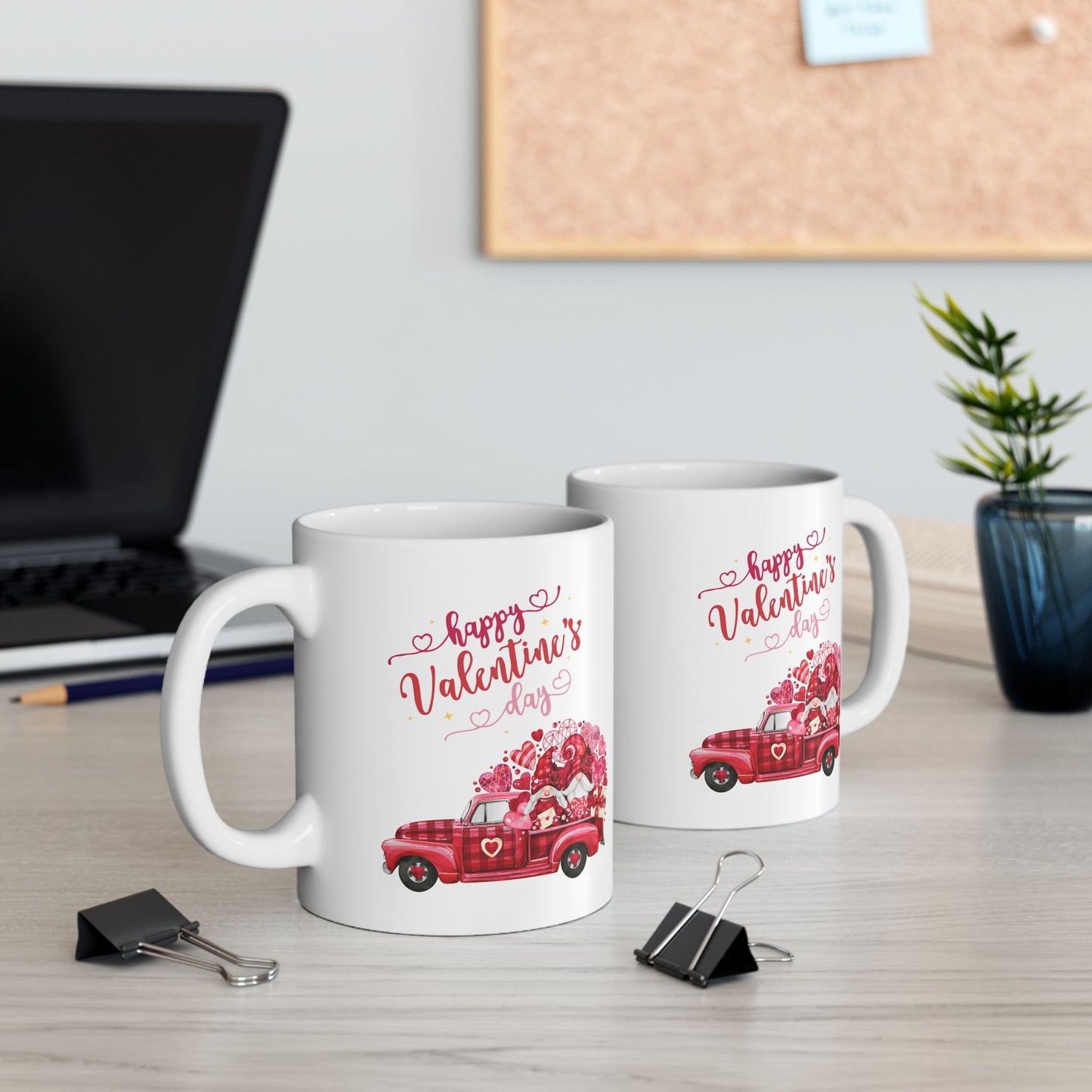 Happy Valentine's Day Truck Hearts Mugs,  Love Car Valentines Day Gift