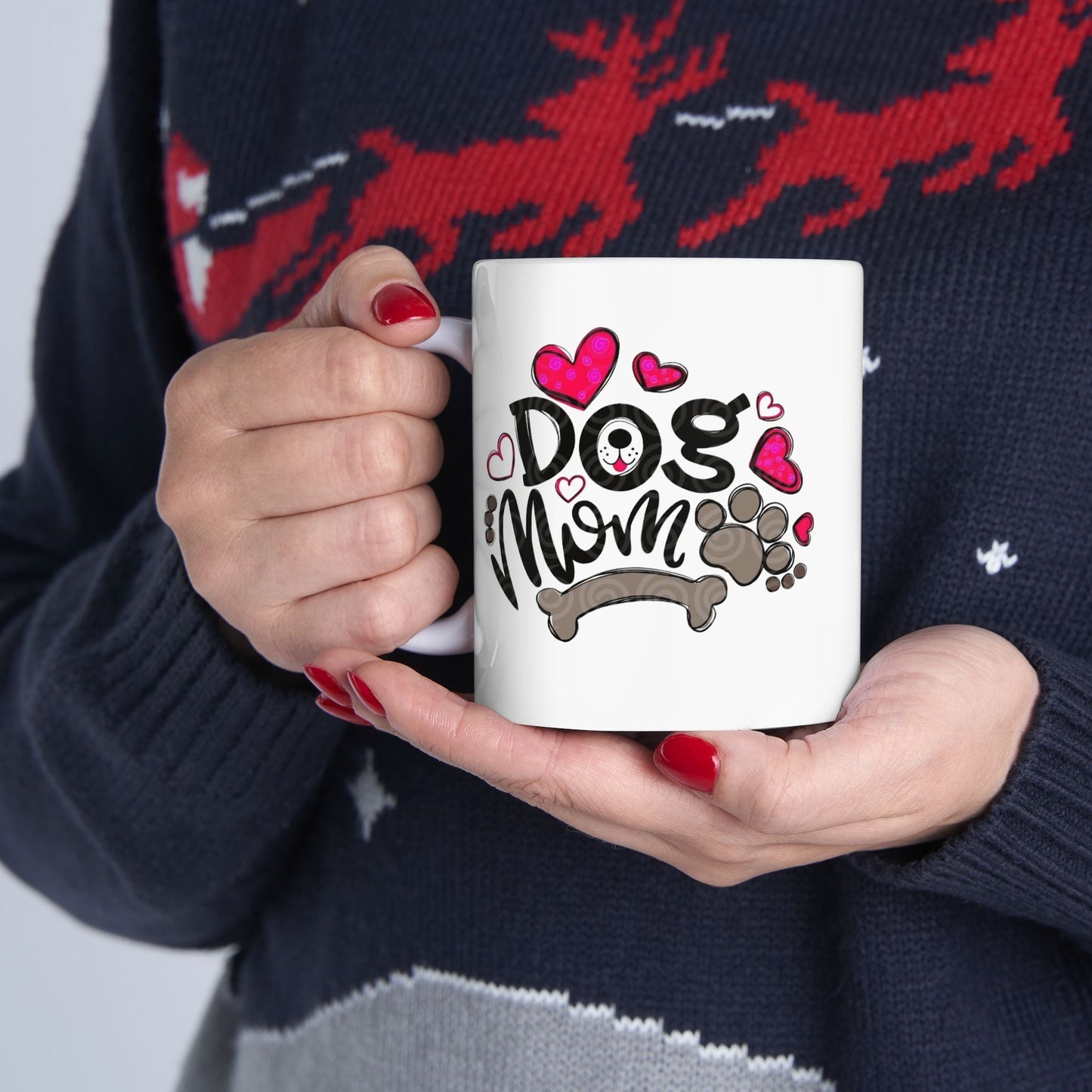 Cute Pet Lover Ceramic Mug - 'Dog Mom' Design, Perfect Gift for Animal Lovers