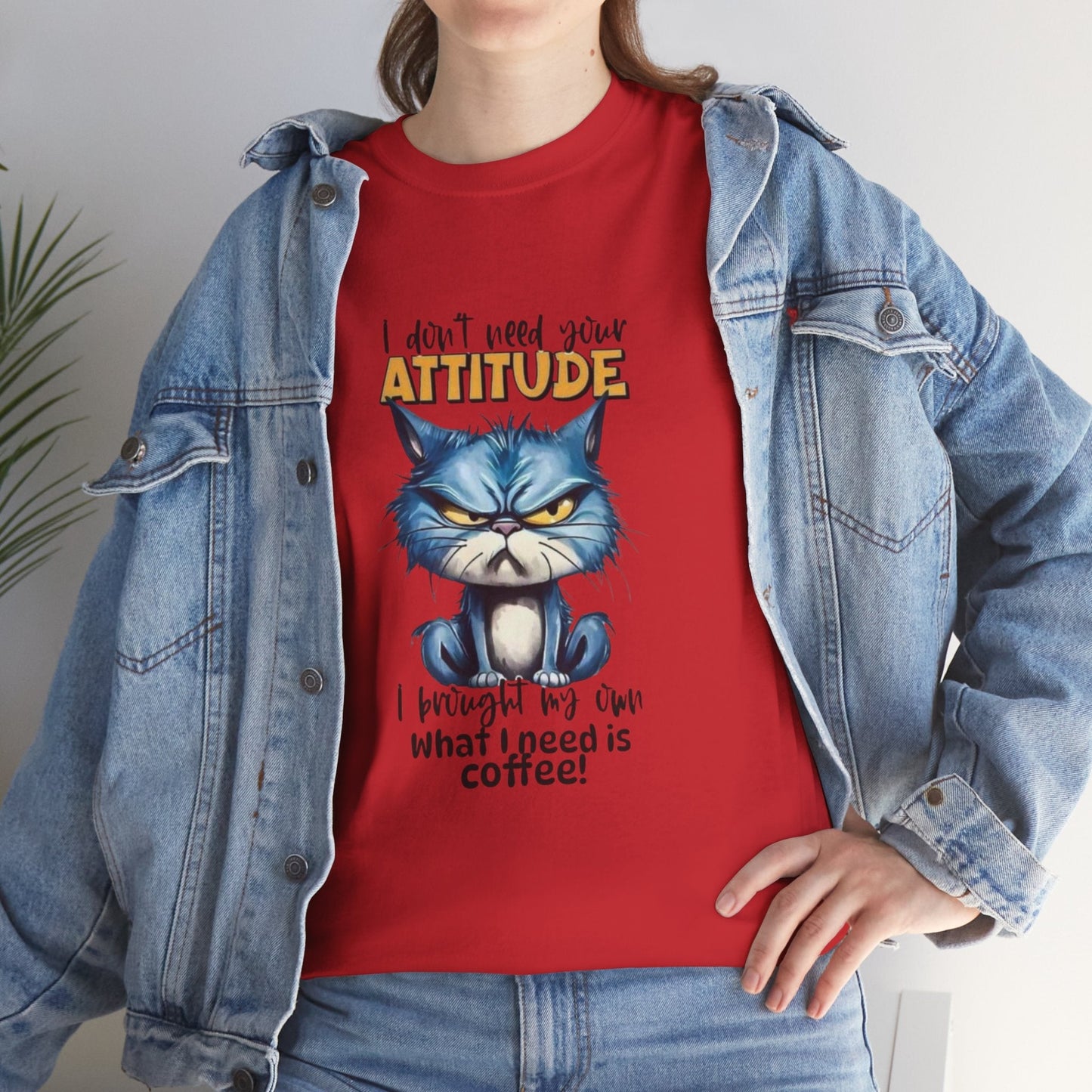 Funny Cat Attitude Unisex Heavy Cotton Tee - Coffee Lovers