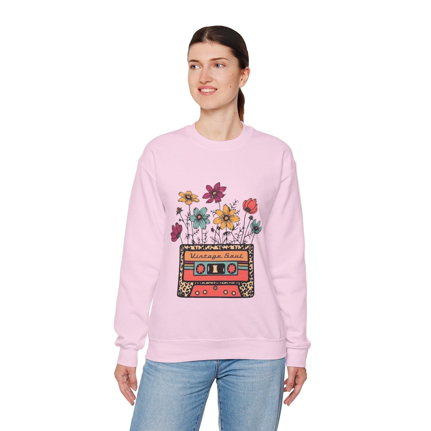 Vintage Soul Floral Crewneck Sweatshirt  - Retro Aesthetic & Cozy Fit