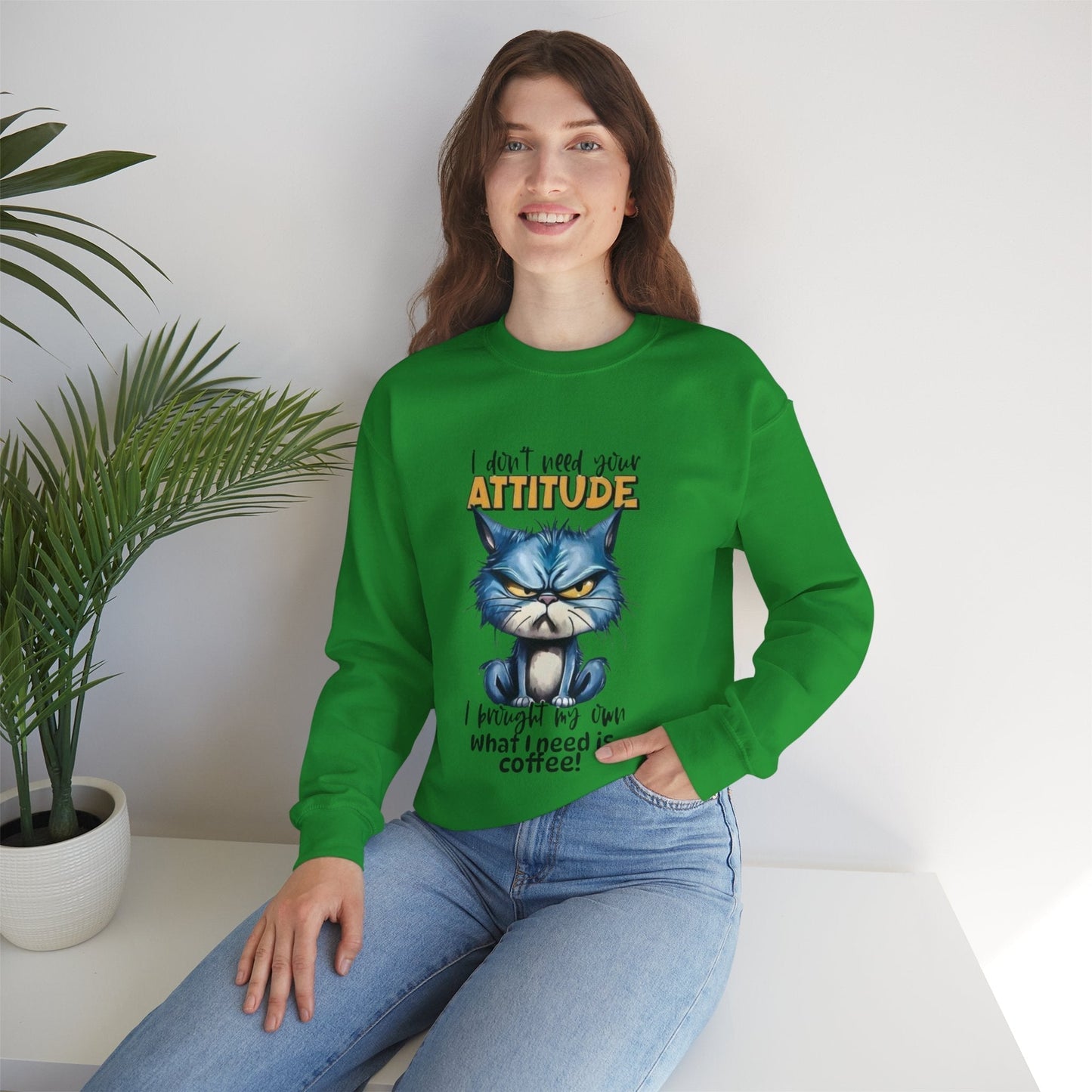 Funny Coffee Attitude Unisex Crewneck Sweatshirt
