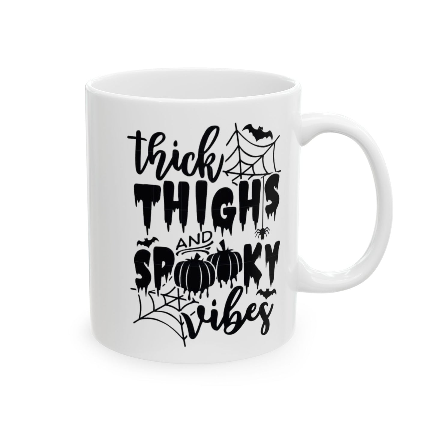 Thick Thighs Spooky Vibes Mugs, Funny Halloween Ghosts Mugs, Halloween Pumpkin Mugs, Spooky Season, Girly Ghosts Halloween Mugs, Mugs Gift