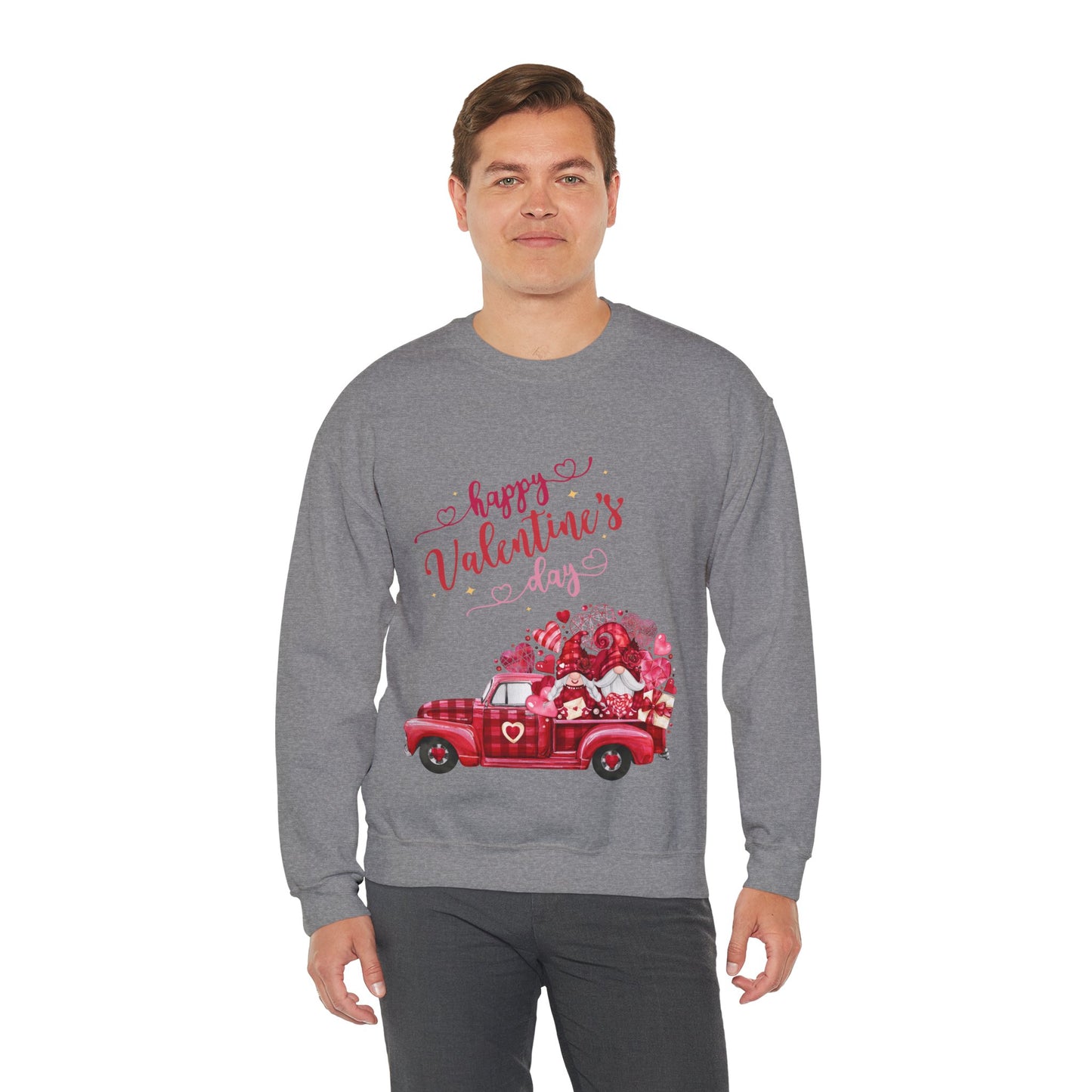 Happy Valentine's Day Truck Hearts Sweatshirt, Love Car Valentines Day Gift