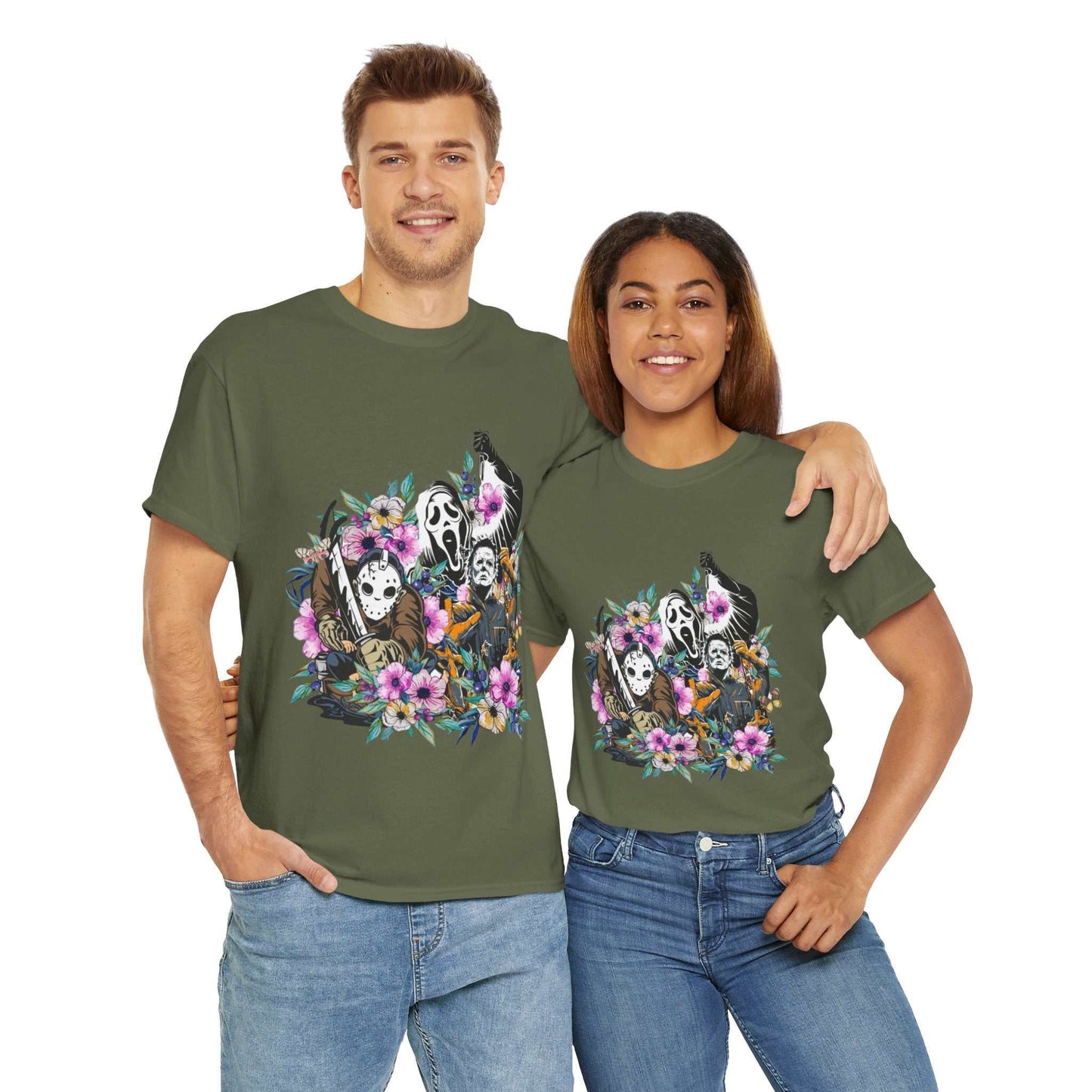 Floral Skull Tee | Unisex Heavy Cotton Shirt, Boho Style, Gift for Nature Lovers