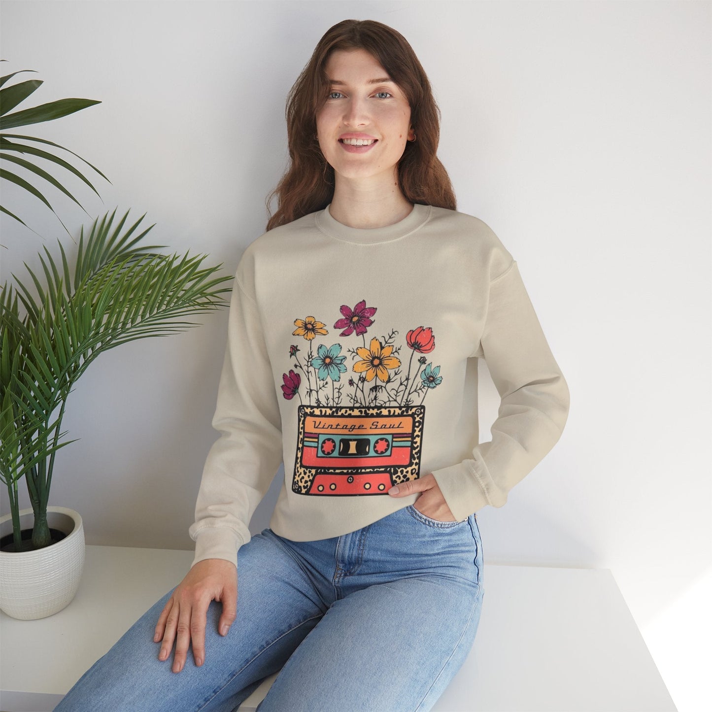 Vintage Soul Floral Crewneck Sweatshirt  - Retro Aesthetic & Cozy Fit