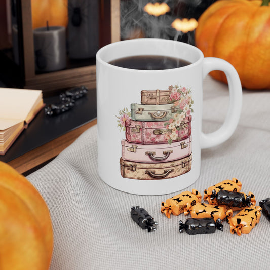 Vintage Floral Travel Ceramic Mug
