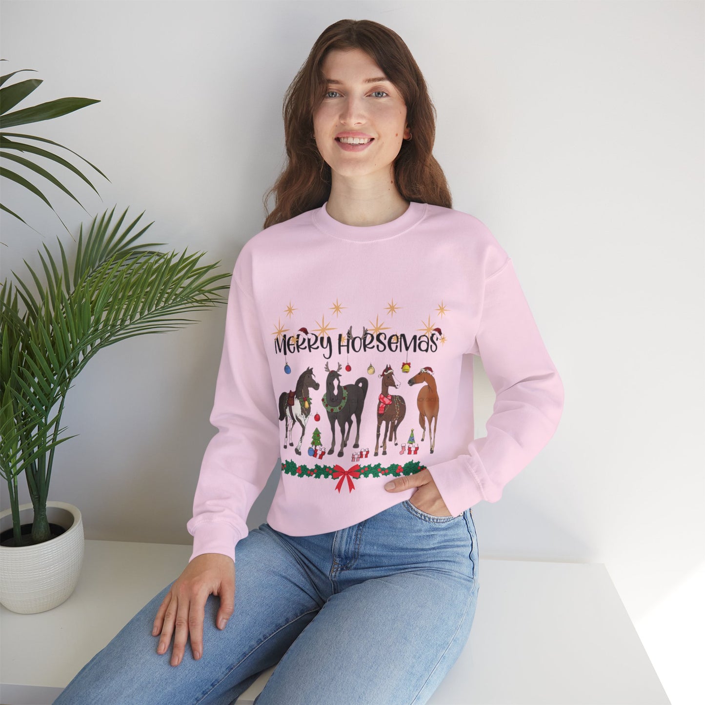 Christmas Horse Sweatshirt, Merry Horsemas